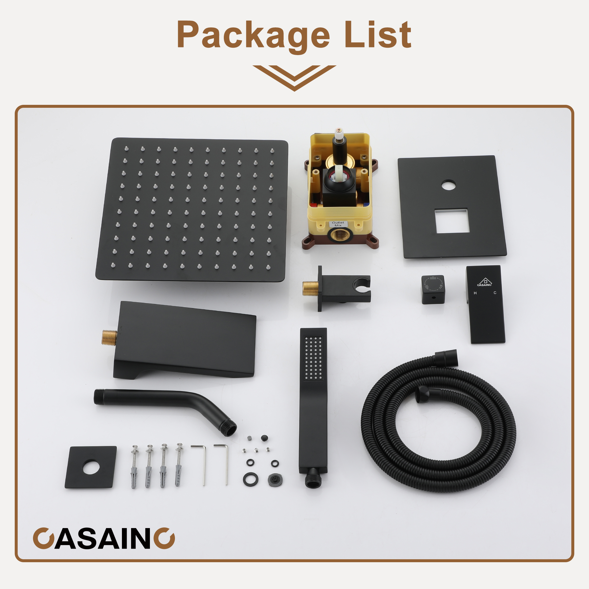 10" Wall Mounted Rain Shower Systems with Handheld Shower & Tub Spout