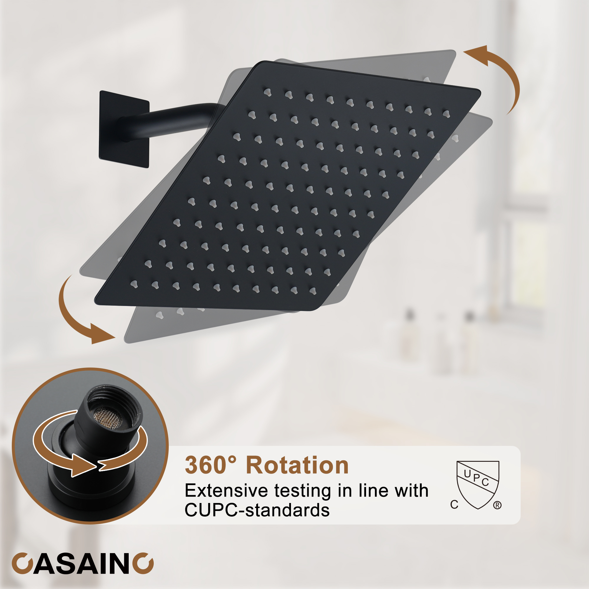 10" Wall Mounted Rain Shower Systems with Handheld Shower & Tub Spout