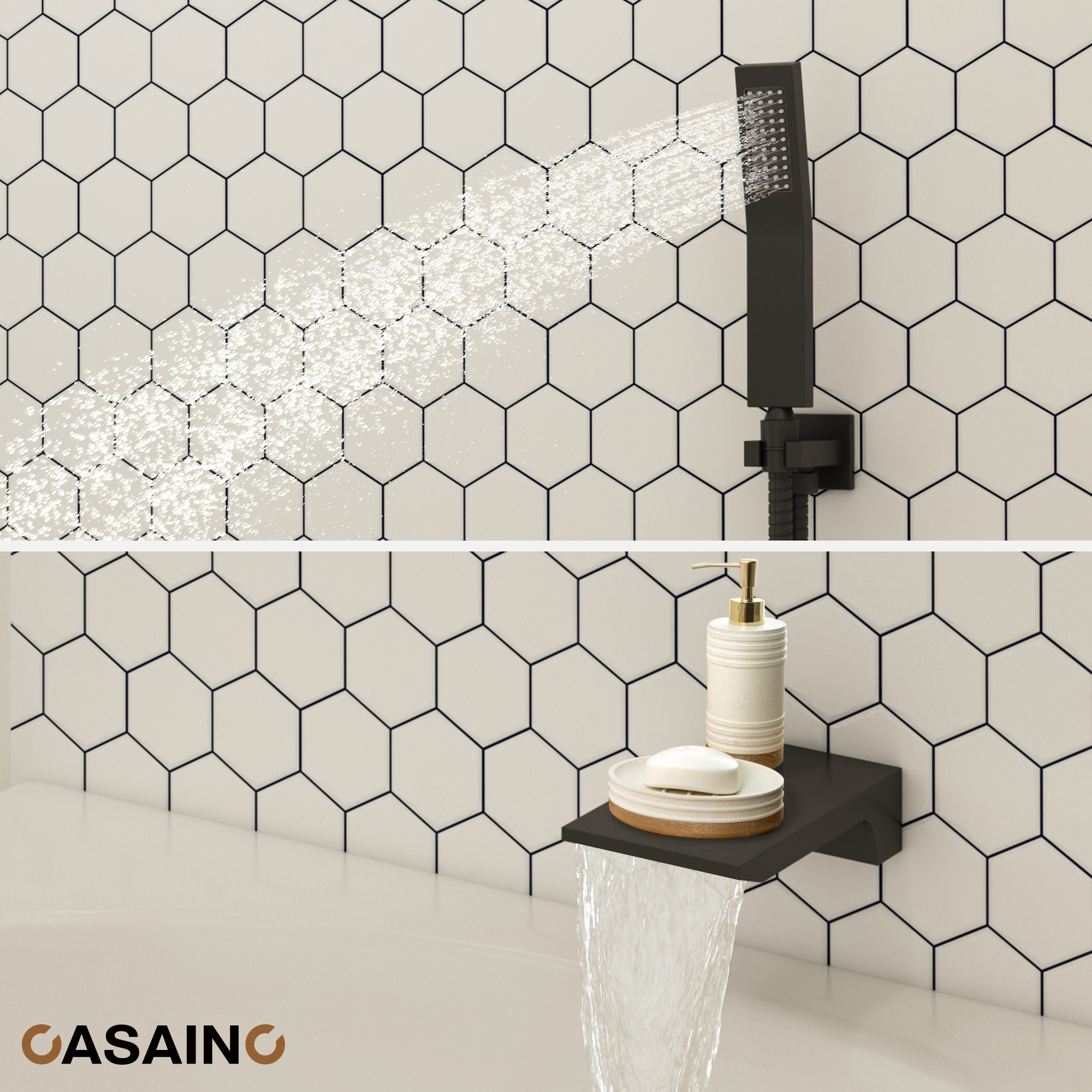 10" Wall Mounted Rain Shower Systems with Handheld Shower & Tub Spout