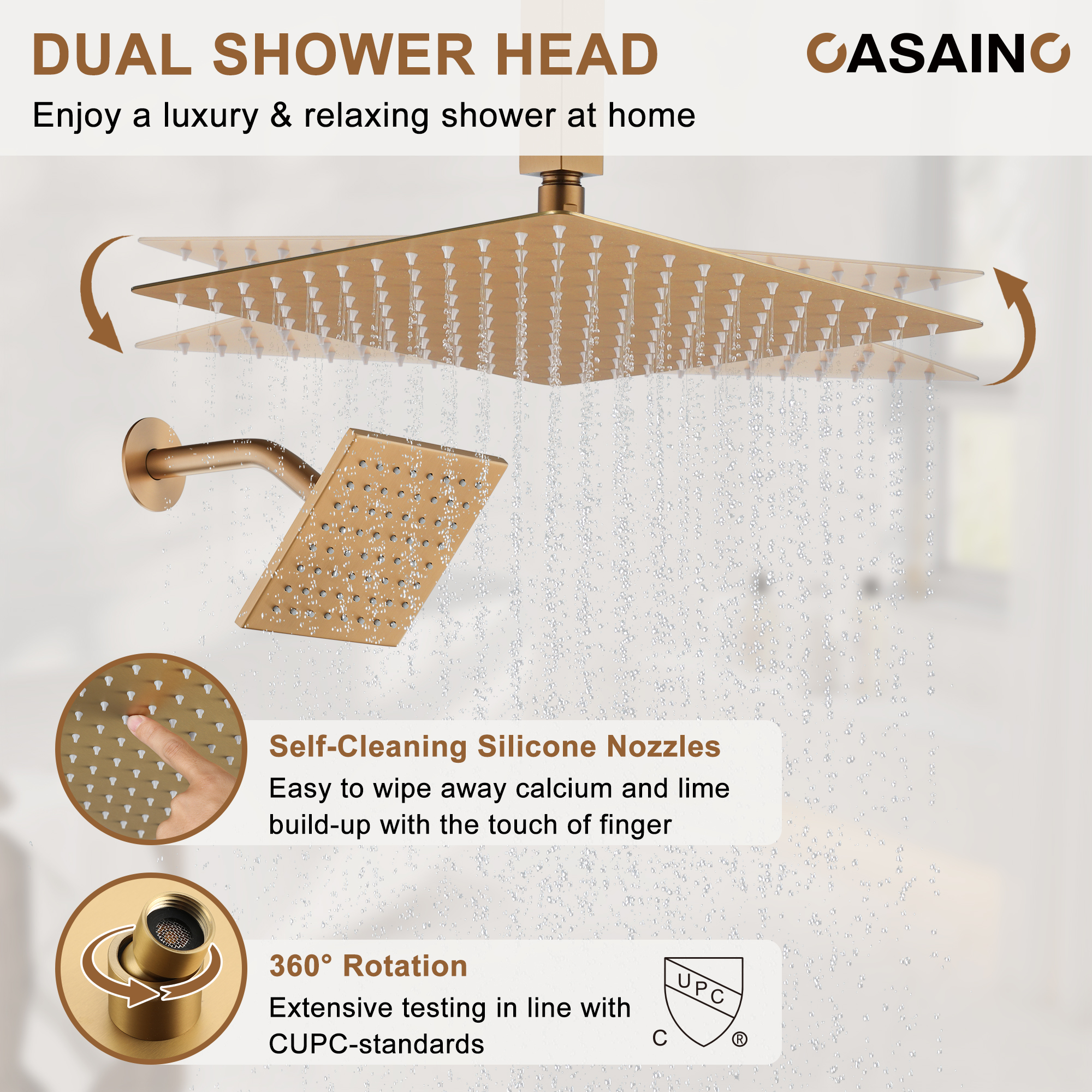 Deluxe Dual Shower Head Shower System With Digital Display Of Temperature