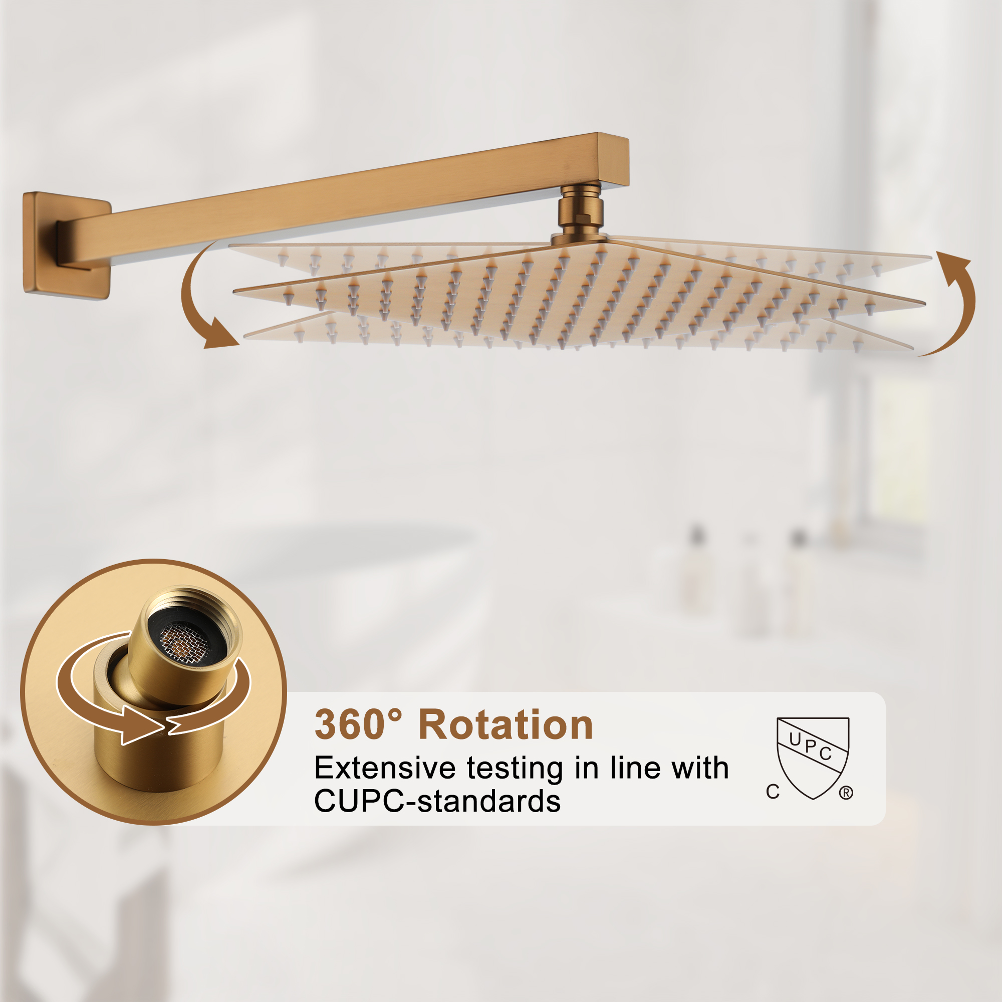 12" Wall Mount Deluxe Shower System With Digital Display & 6 Body Jets