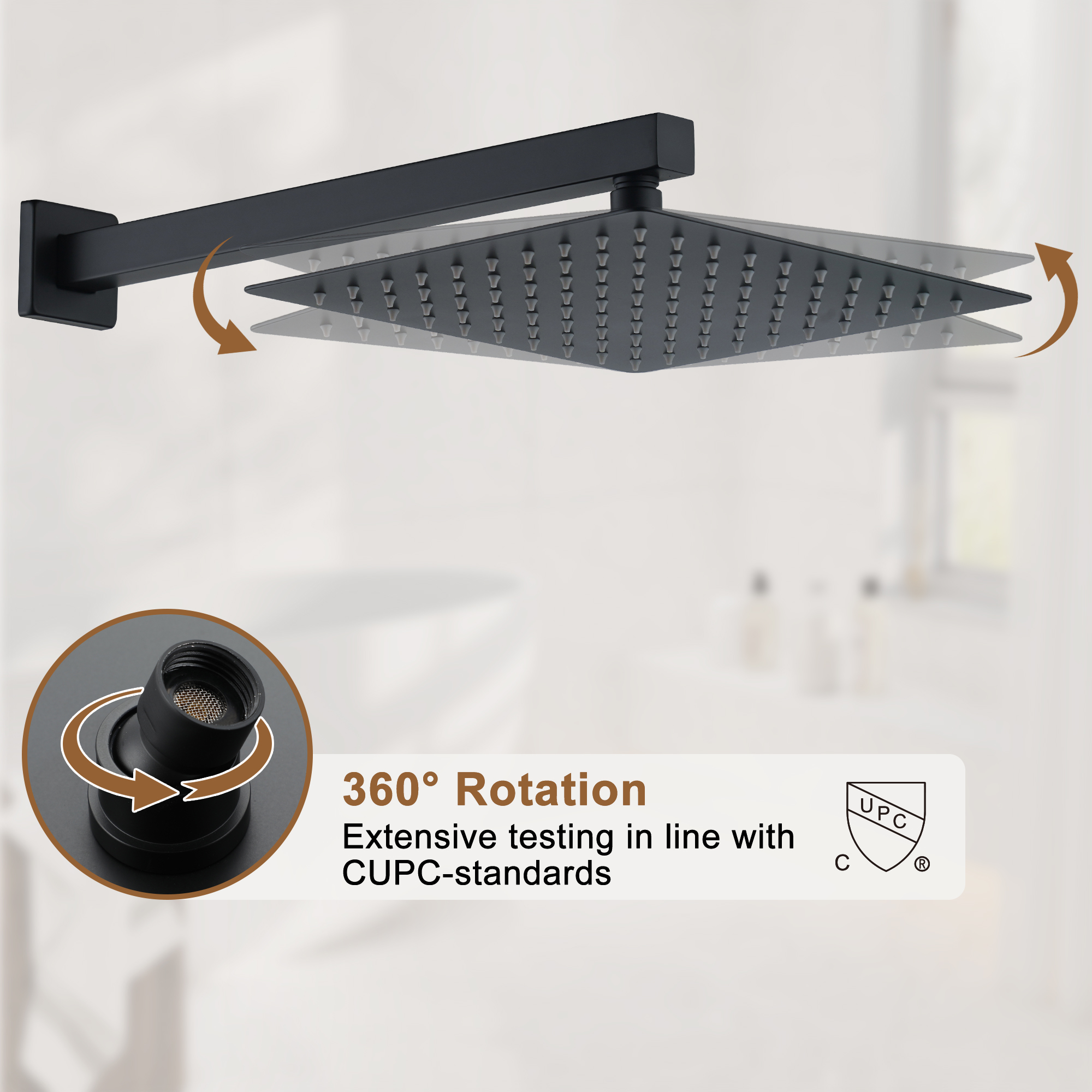 12" Wall Mount Deluxe Shower System With Digital Display & 6 Body Jets