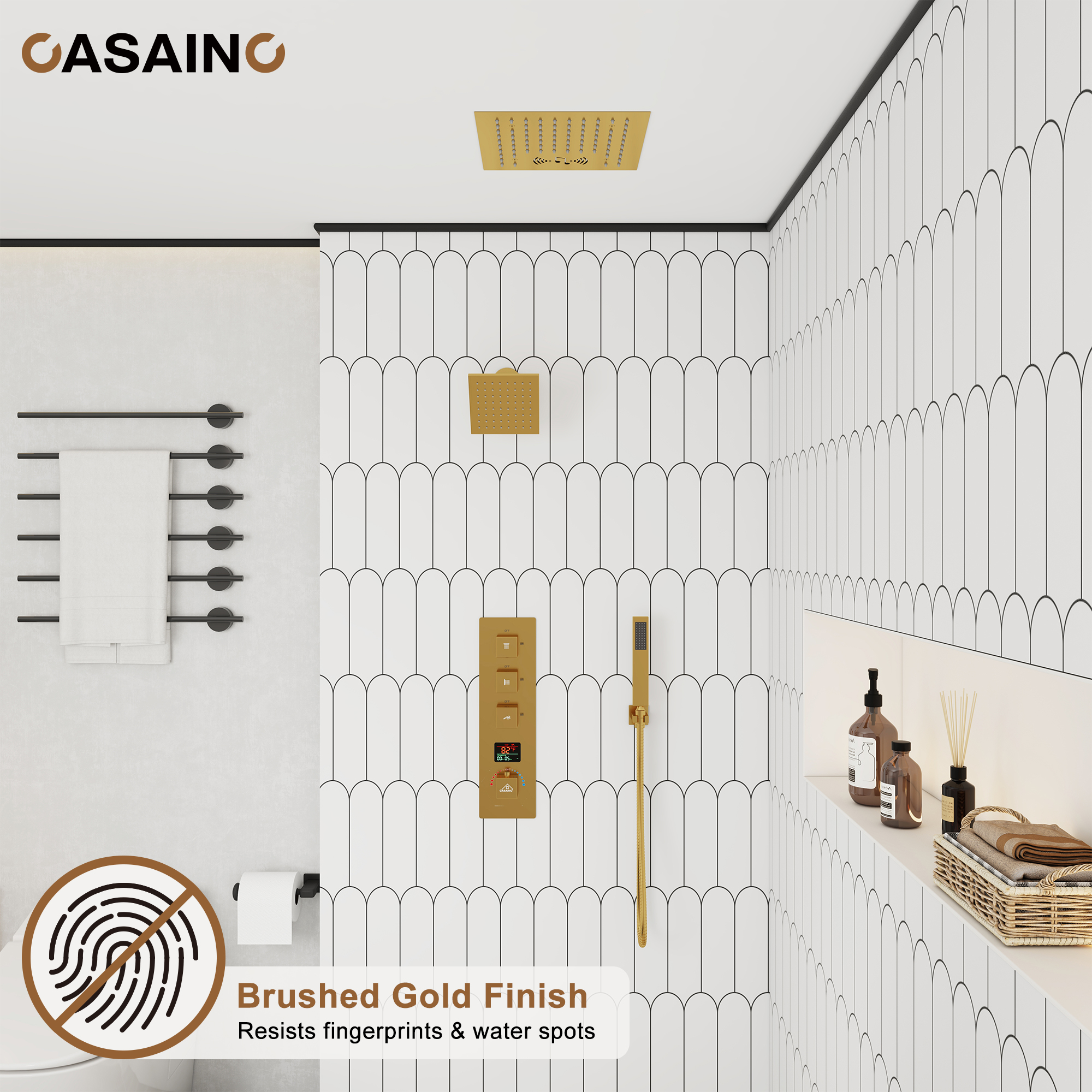 Luxurious Showerhead Shower System With 64 Colors Of Led Lighting And Bluetooth Technology