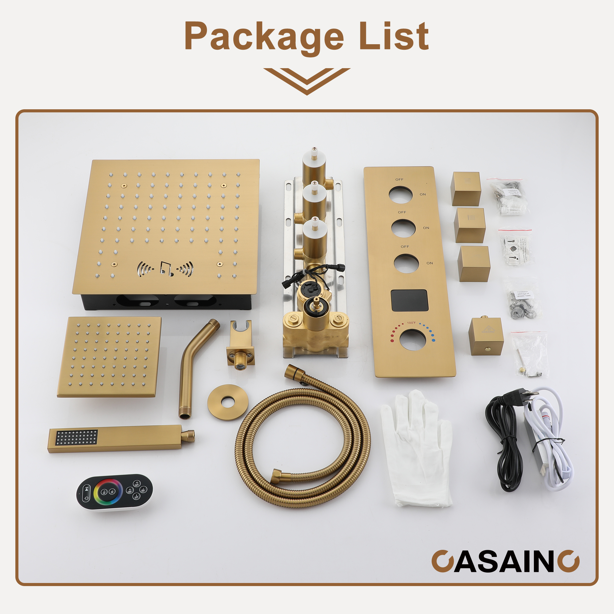 Luxurious Showerhead Shower System With 64 Colors Of Led Lighting And Bluetooth Technology