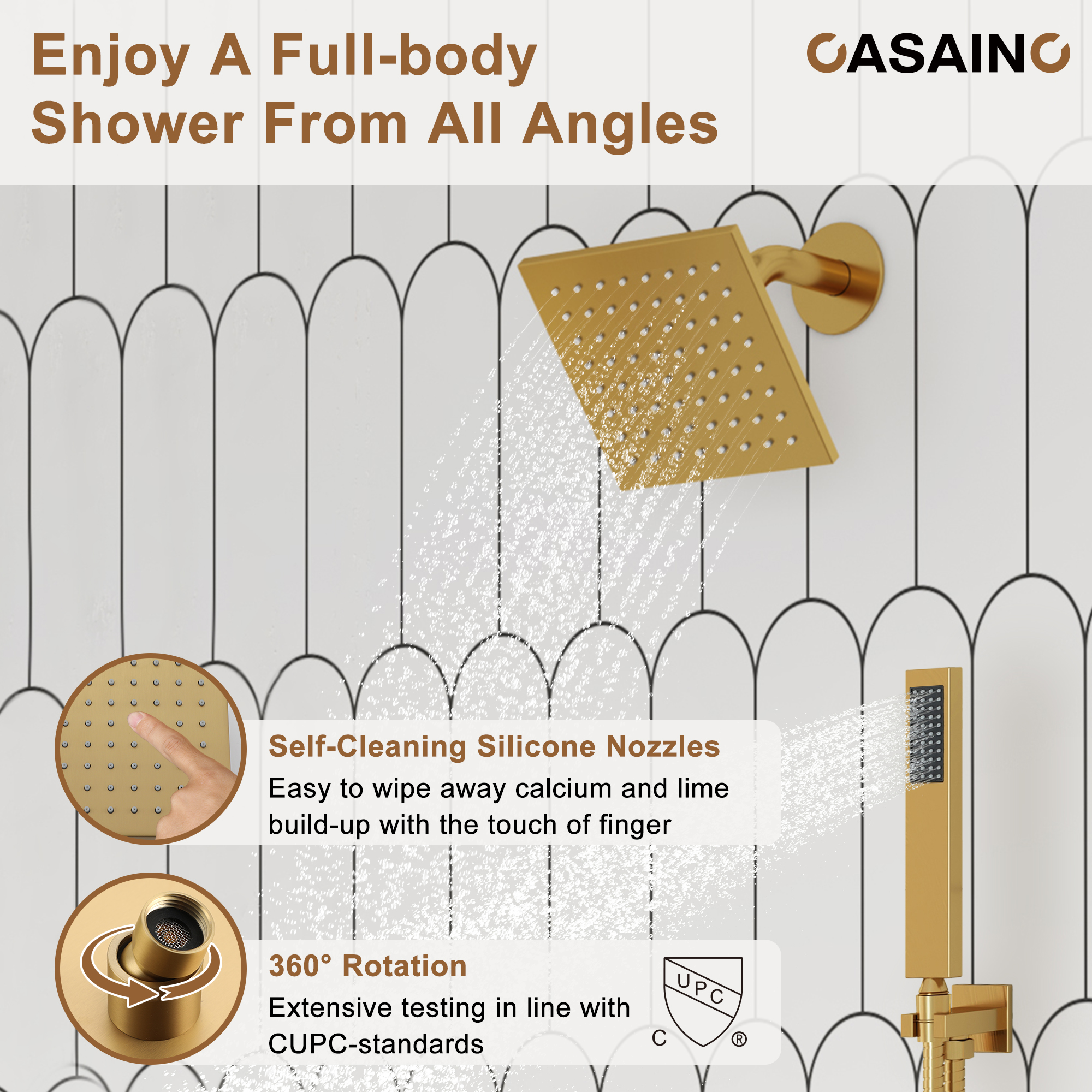 Luxurious Showerhead Shower System With 64 Colors Of Led Lighting And Bluetooth Technology