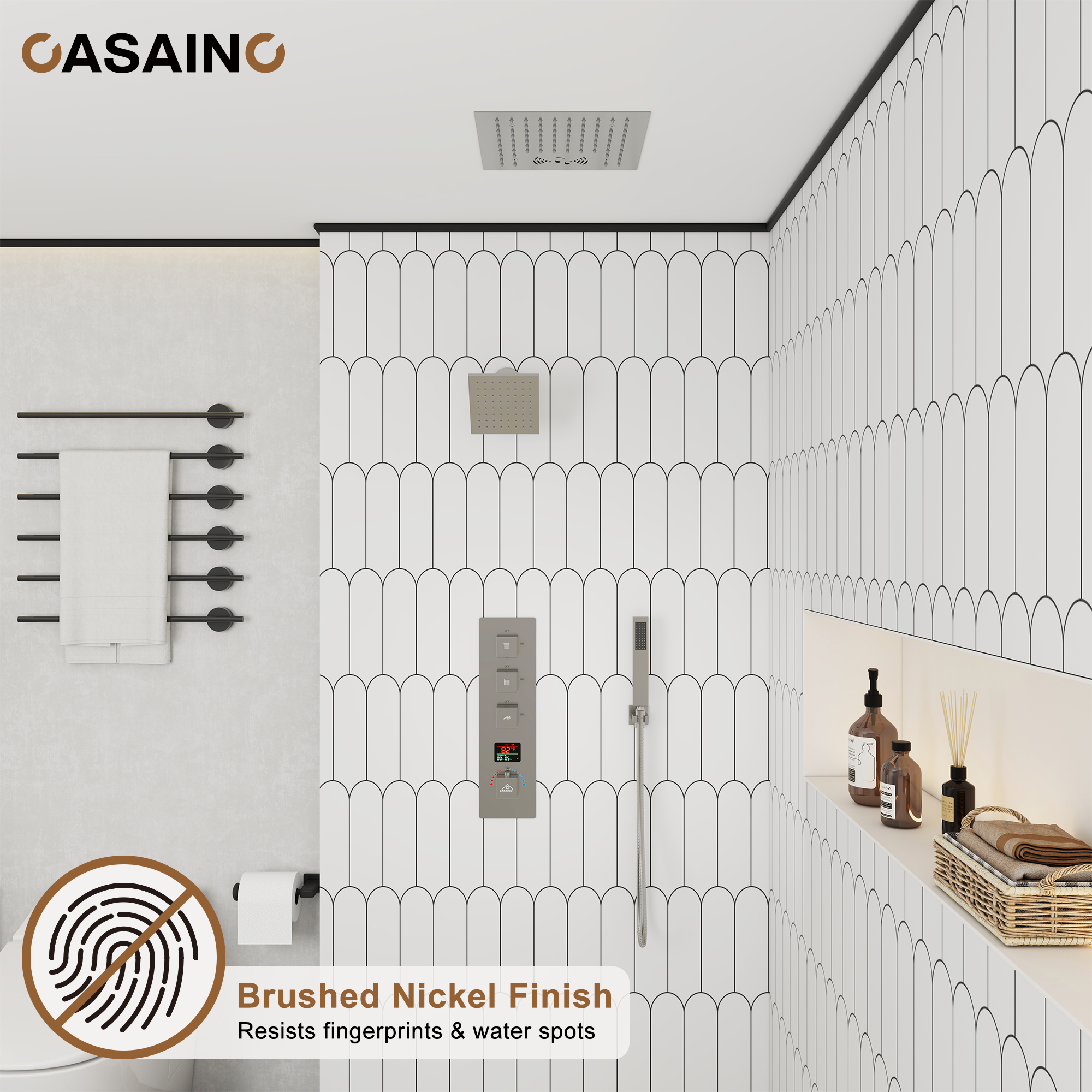 Luxurious Showerhead Shower System With 64 Colors Of Led Lighting And Bluetooth Technology