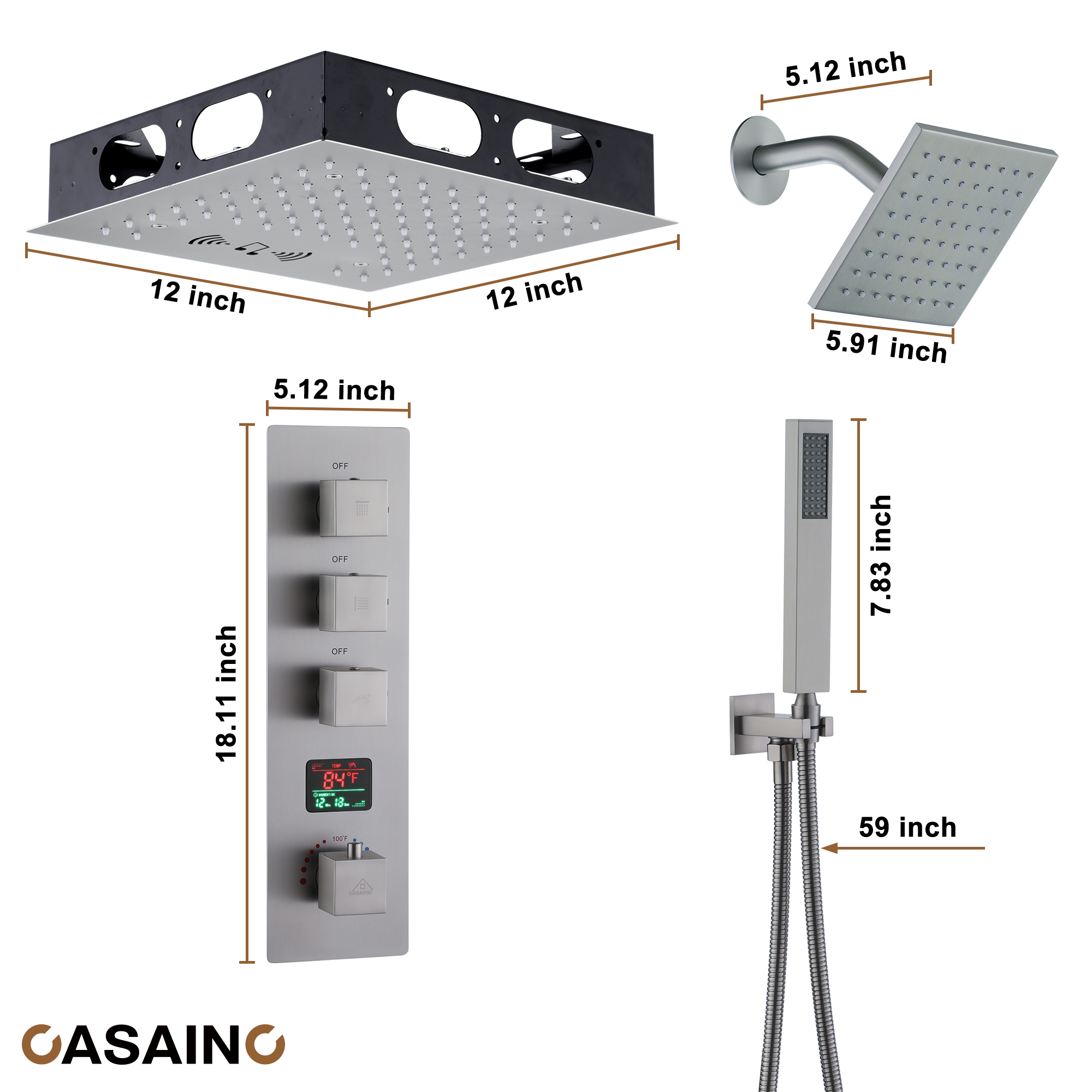 Luxurious Showerhead Shower System With 64 Colors Of Led Lighting And Bluetooth Technology