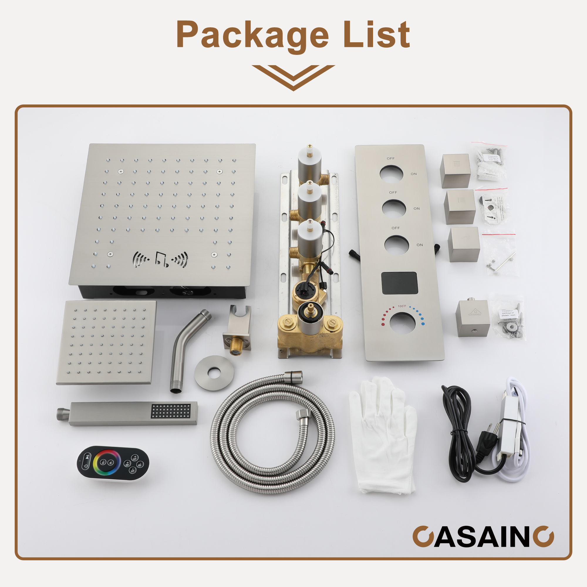 Luxurious Showerhead Shower System With 64 Colors Of Led Lighting And Bluetooth Technology