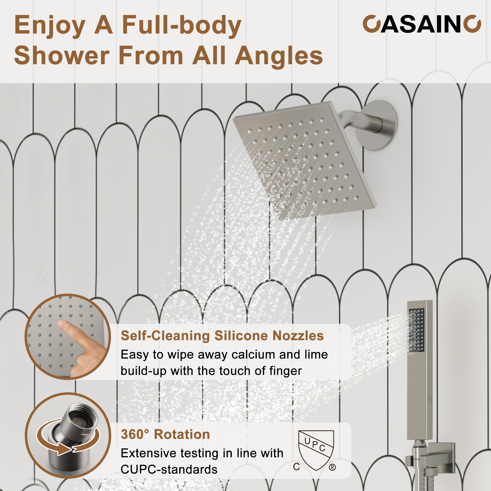 Luxurious Showerhead Shower System With 64 Colors Of Led Lighting And Bluetooth Technology