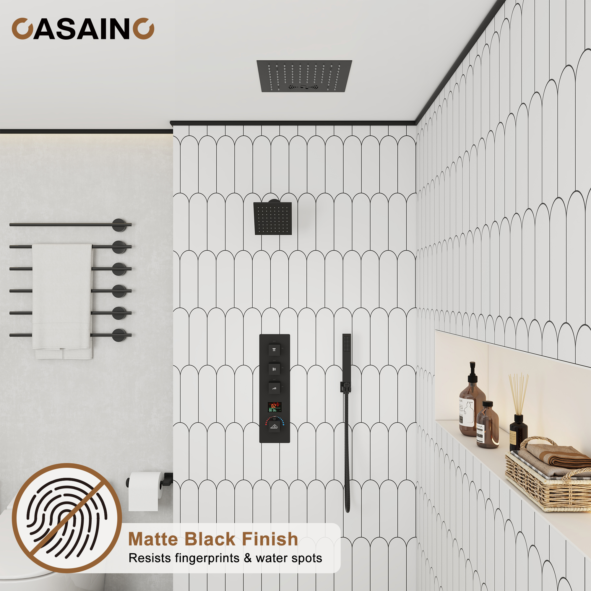 Luxurious Showerhead Shower System With 64 Colors Of Led Lighting And Bluetooth Technology