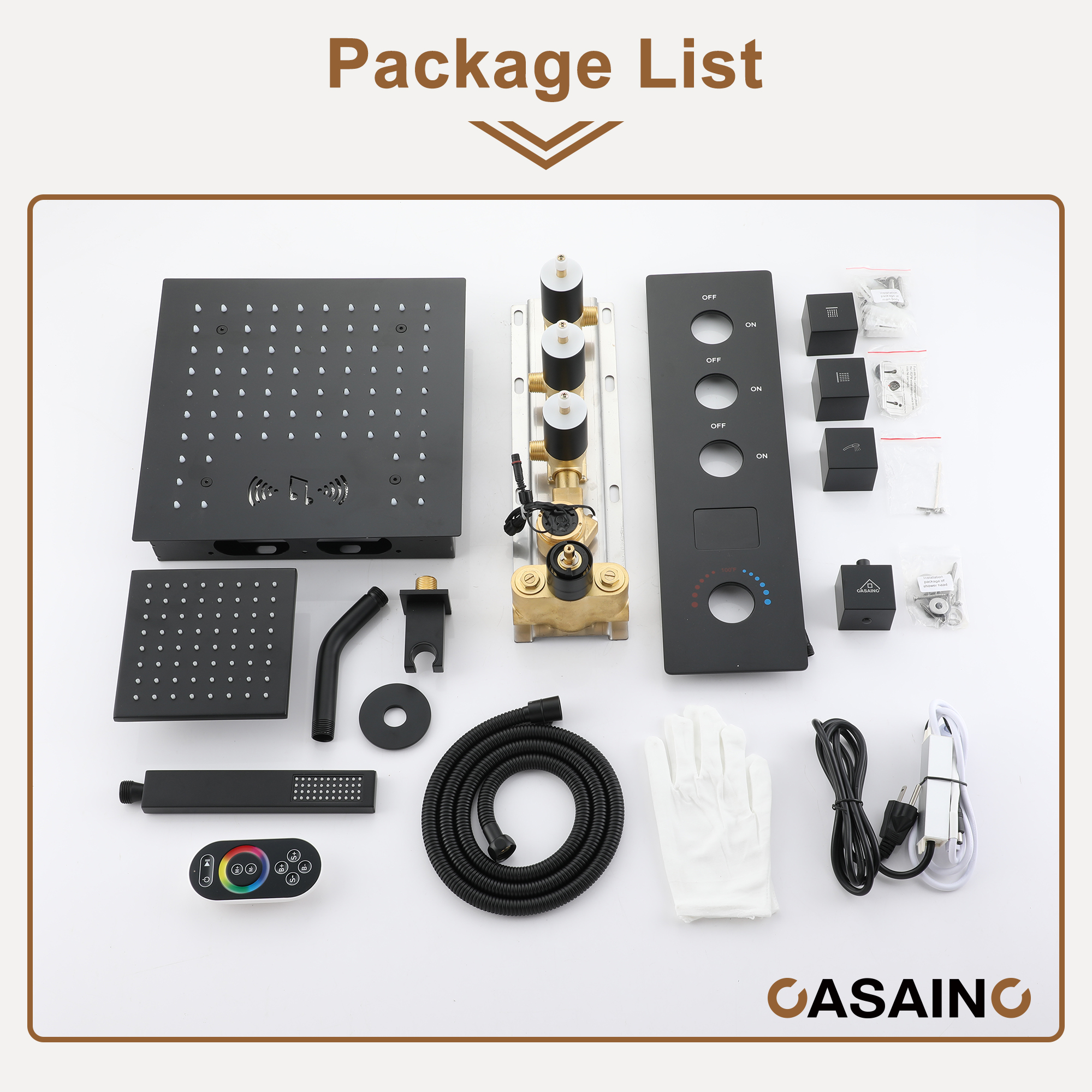 Luxurious Showerhead Shower System With 64 Colors Of Led Lighting And Bluetooth Technology