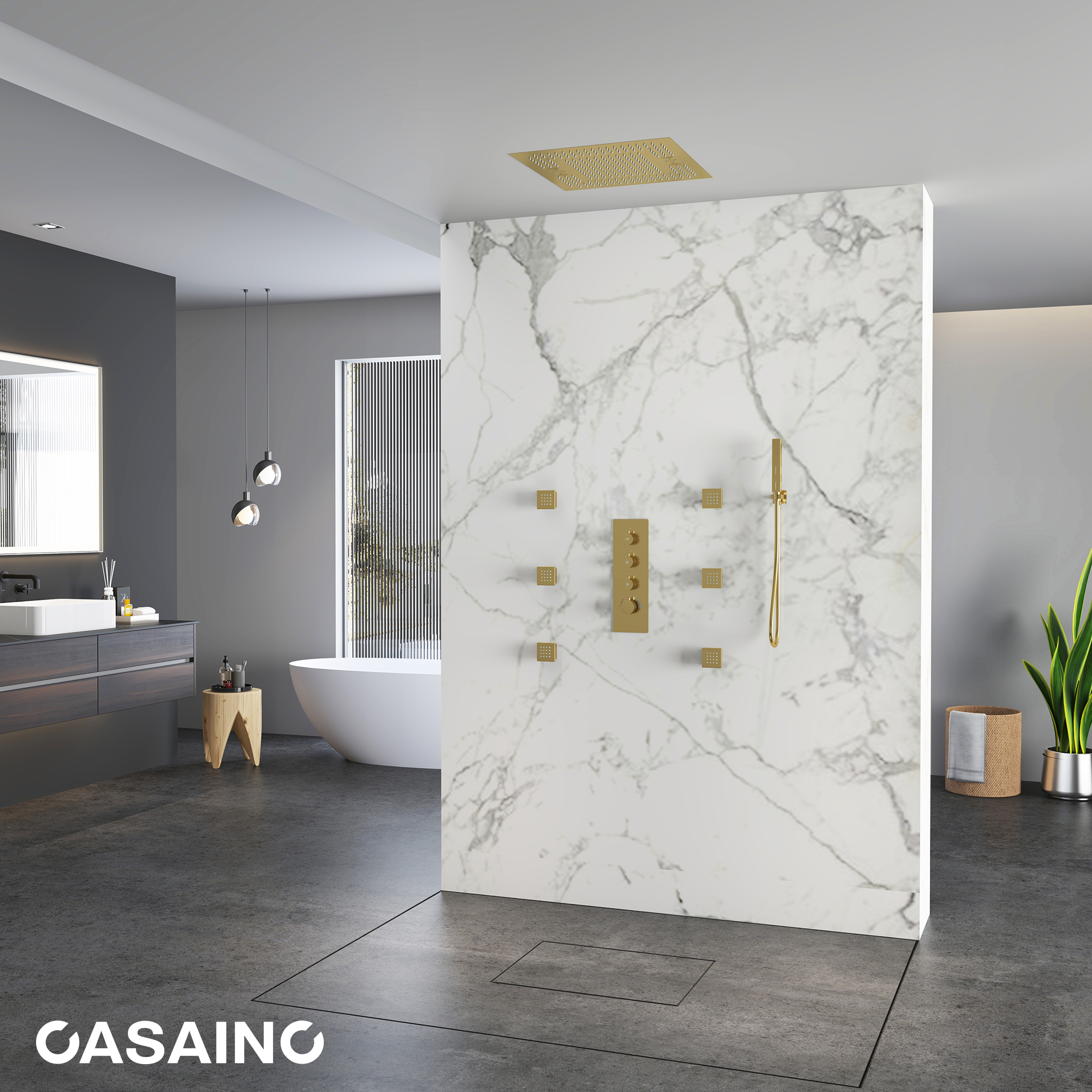 20" Thermostatic Shower System with 64 Color LED Lights & Music Function