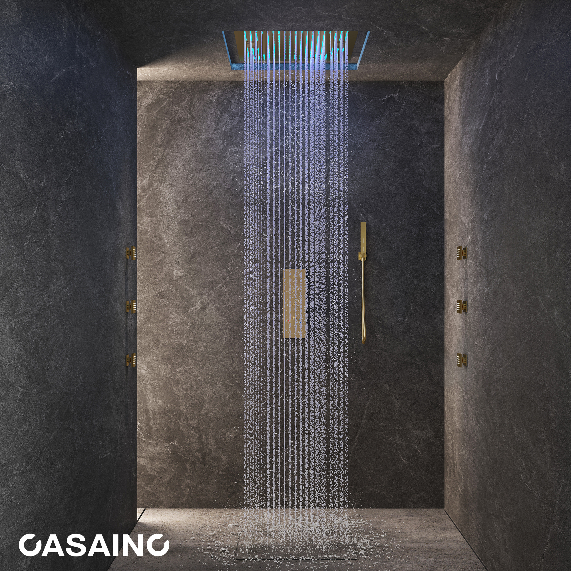 20" Thermostatic Shower System with 64 Color LED Lights & Music Function