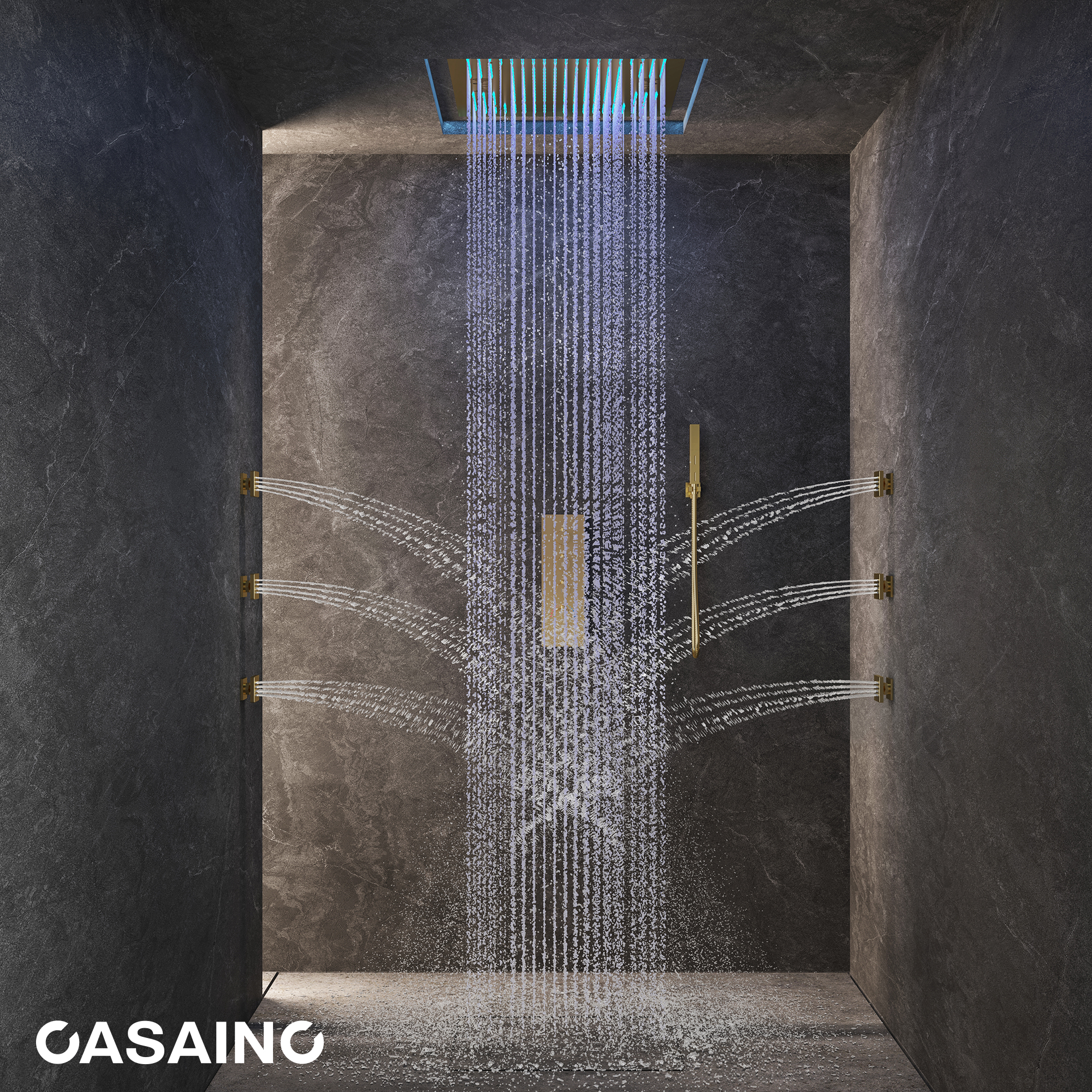 20" Thermostatic Shower System with 64 Color LED Lights & Music Function