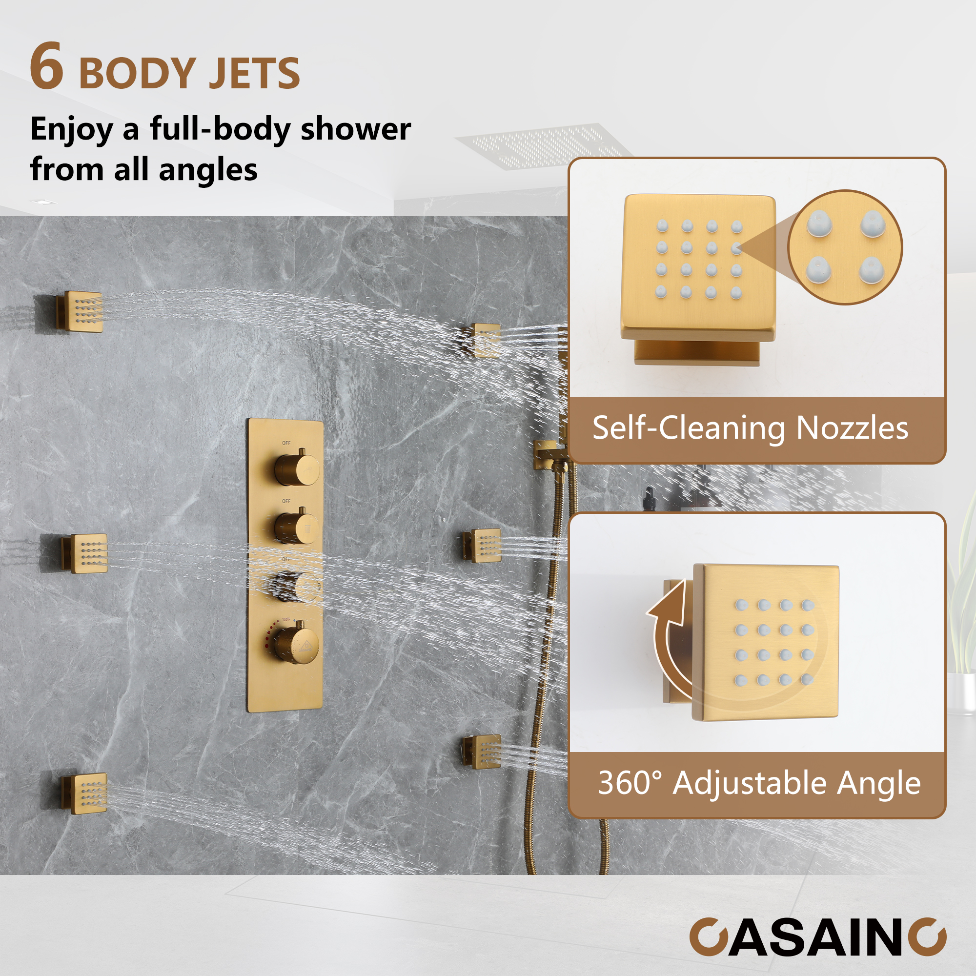 20" Thermostatic Shower System with 64 Color LED Lights & Music Function