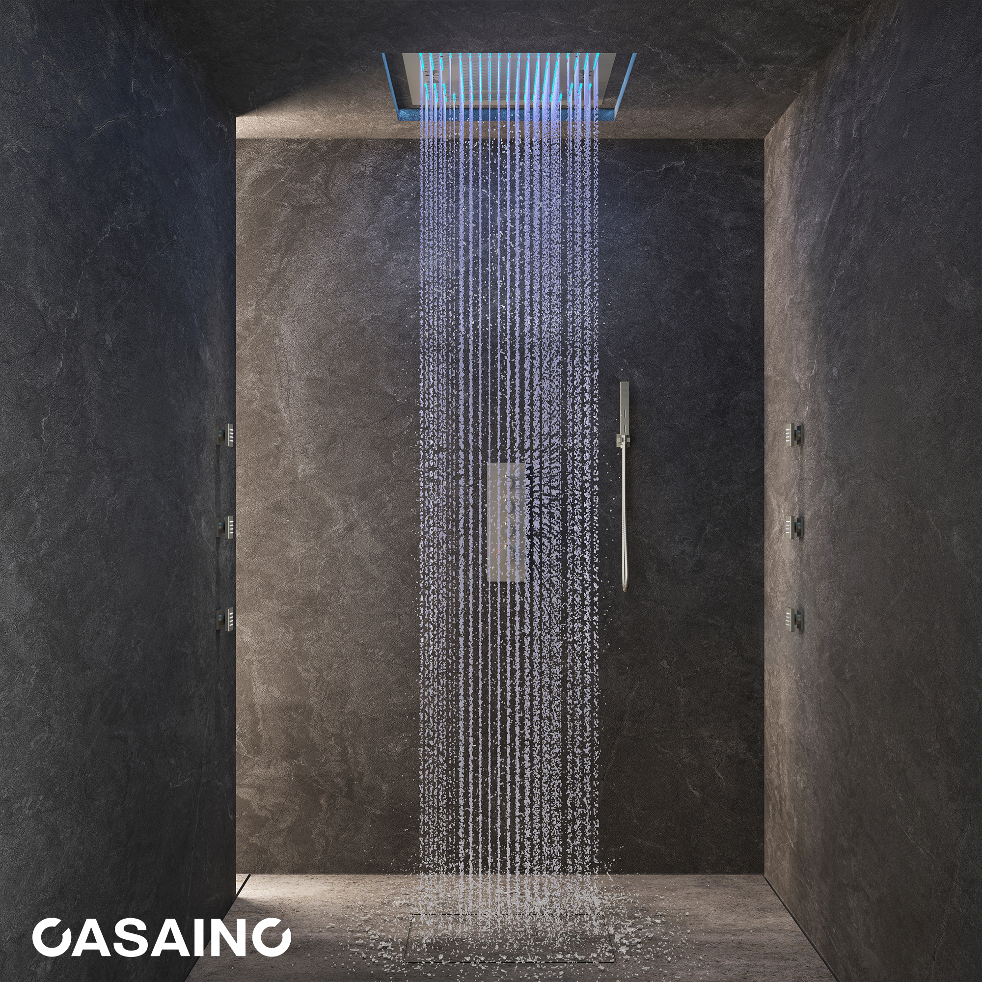 20" Thermostatic Shower System with 64 Color LED Lights & Music Function