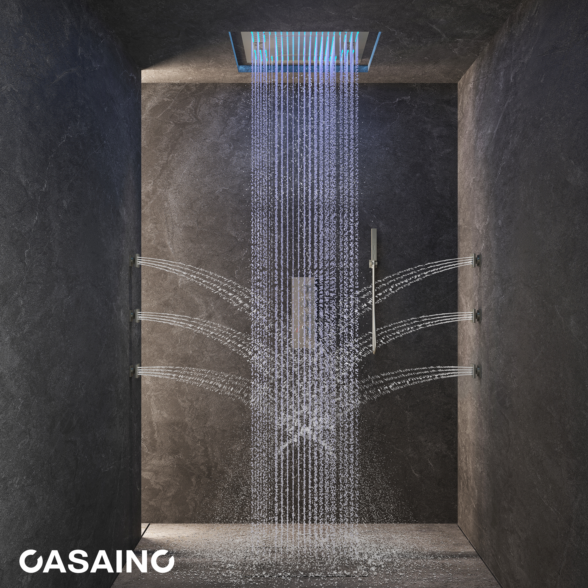 20" Thermostatic Shower System with 64 Color LED Lights & Music Function