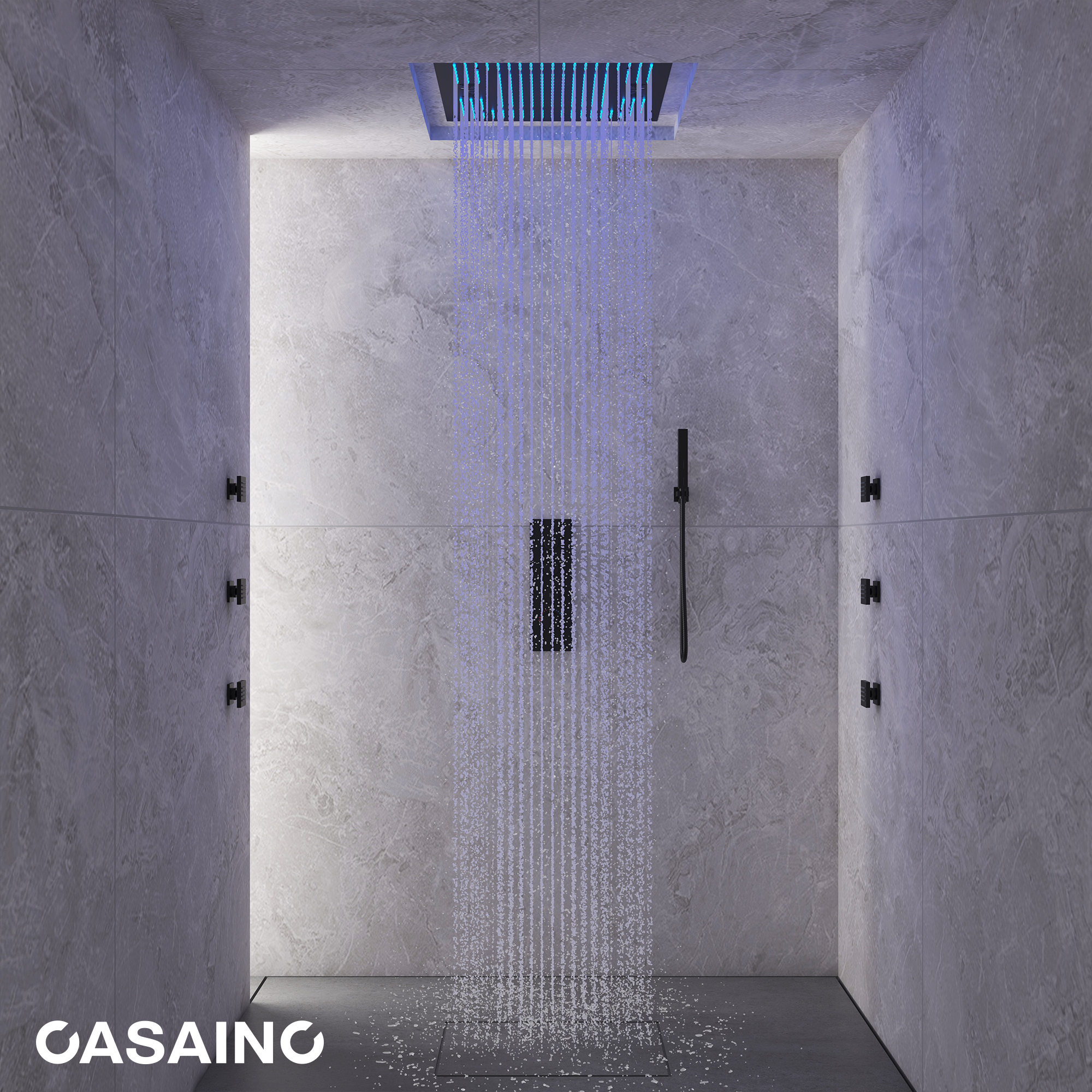 20" Thermostatic Shower System with 64 Color LED Lights & Music Function