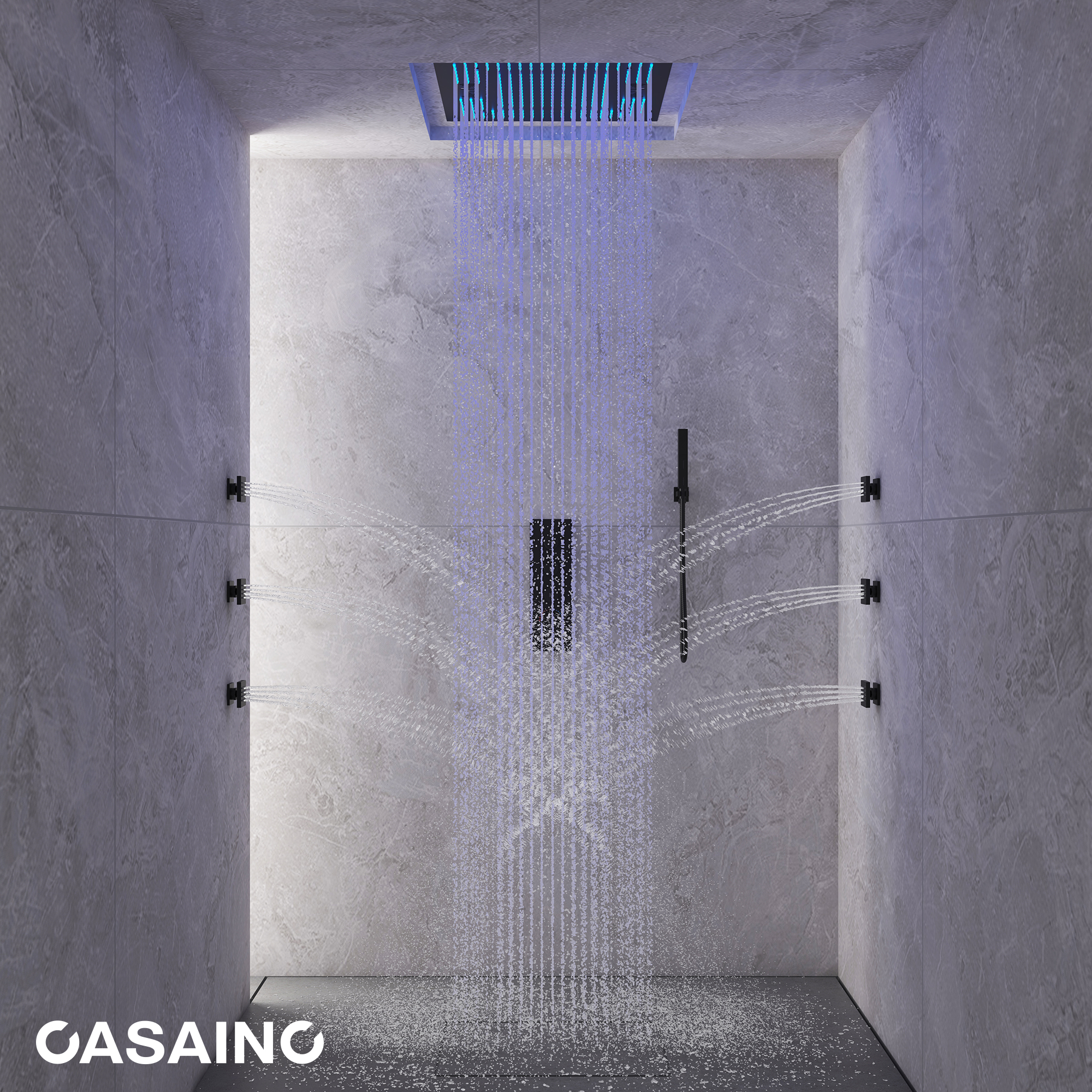 20" Thermostatic Shower System with 64 Color LED Lights & Music Function