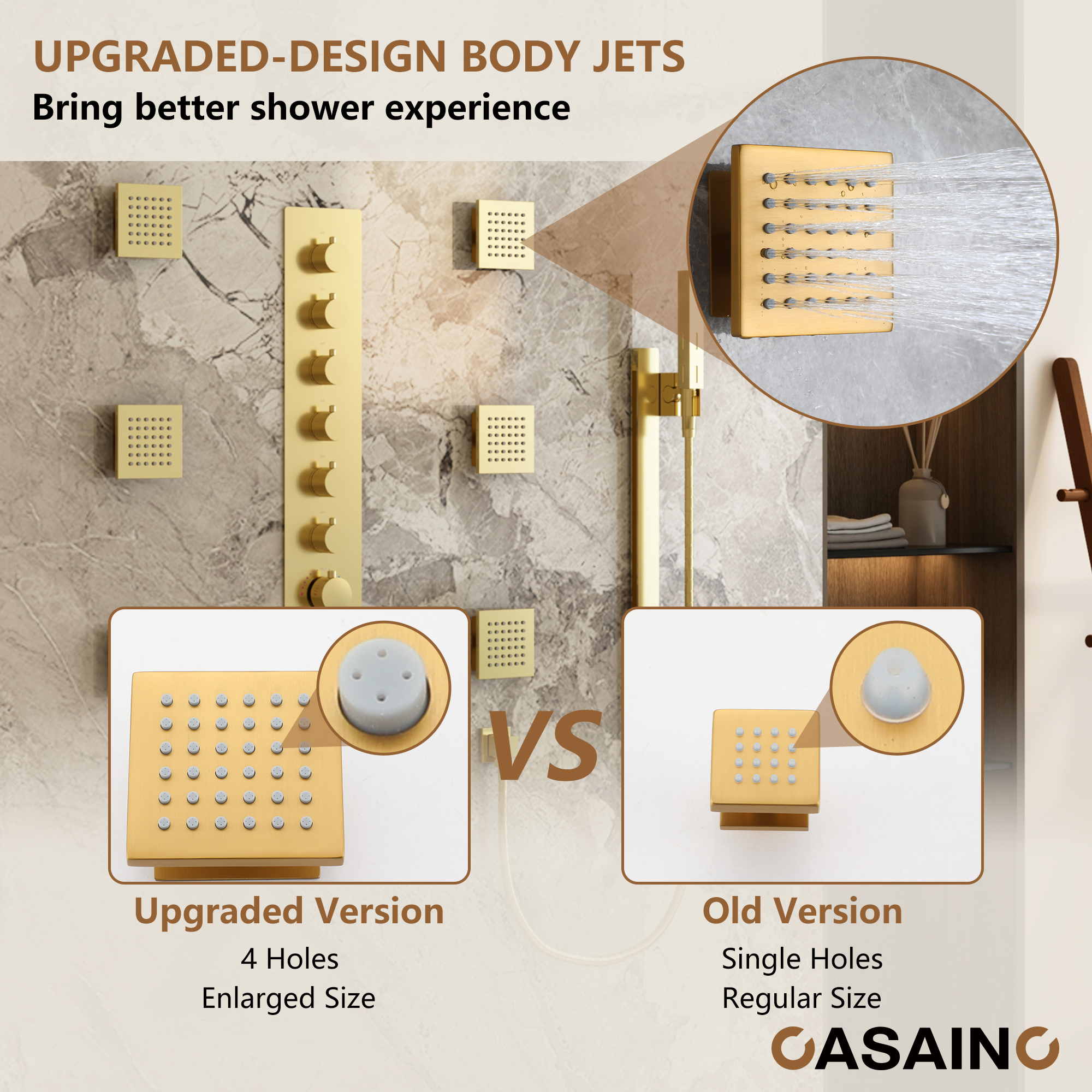 6-Function Luxury Thermostatic Shower System with 64 Color LED Lights & Slide Bar