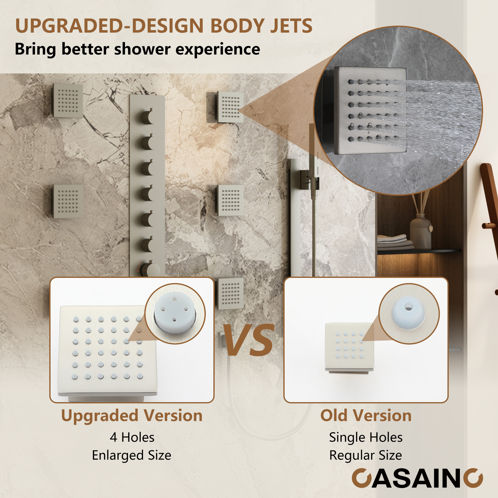 6-Function Luxury Thermostatic Shower System with 64 Color LED Lights & Slide Bar