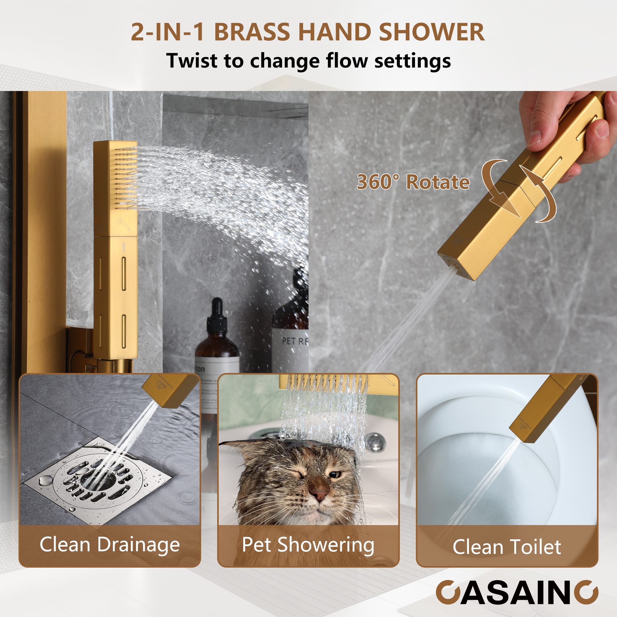 Rectangle Thermostatic Complete Shower System with LED Lights & Slide Bar