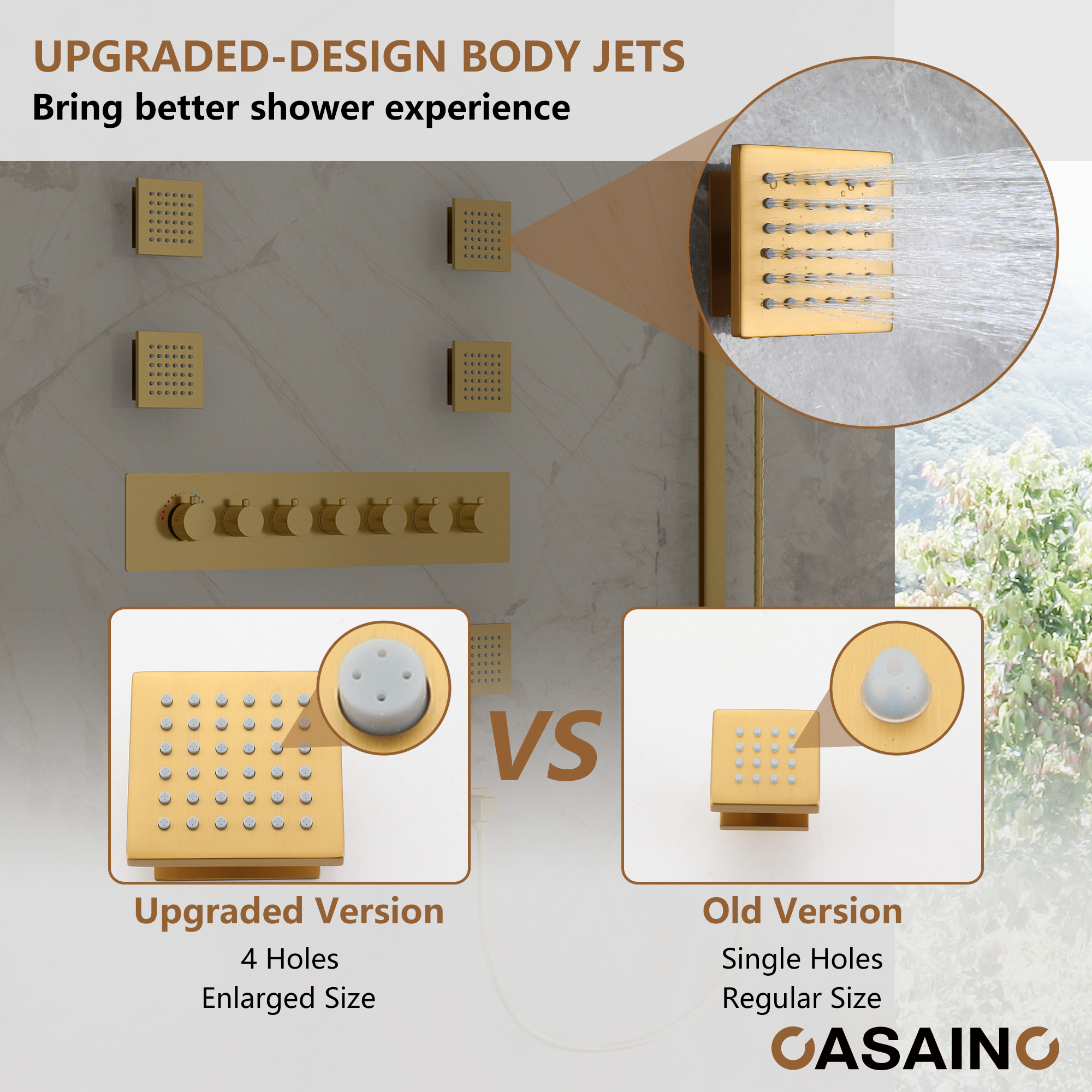 Rectangle Thermostatic Complete Shower System with LED Lights & Slide Bar