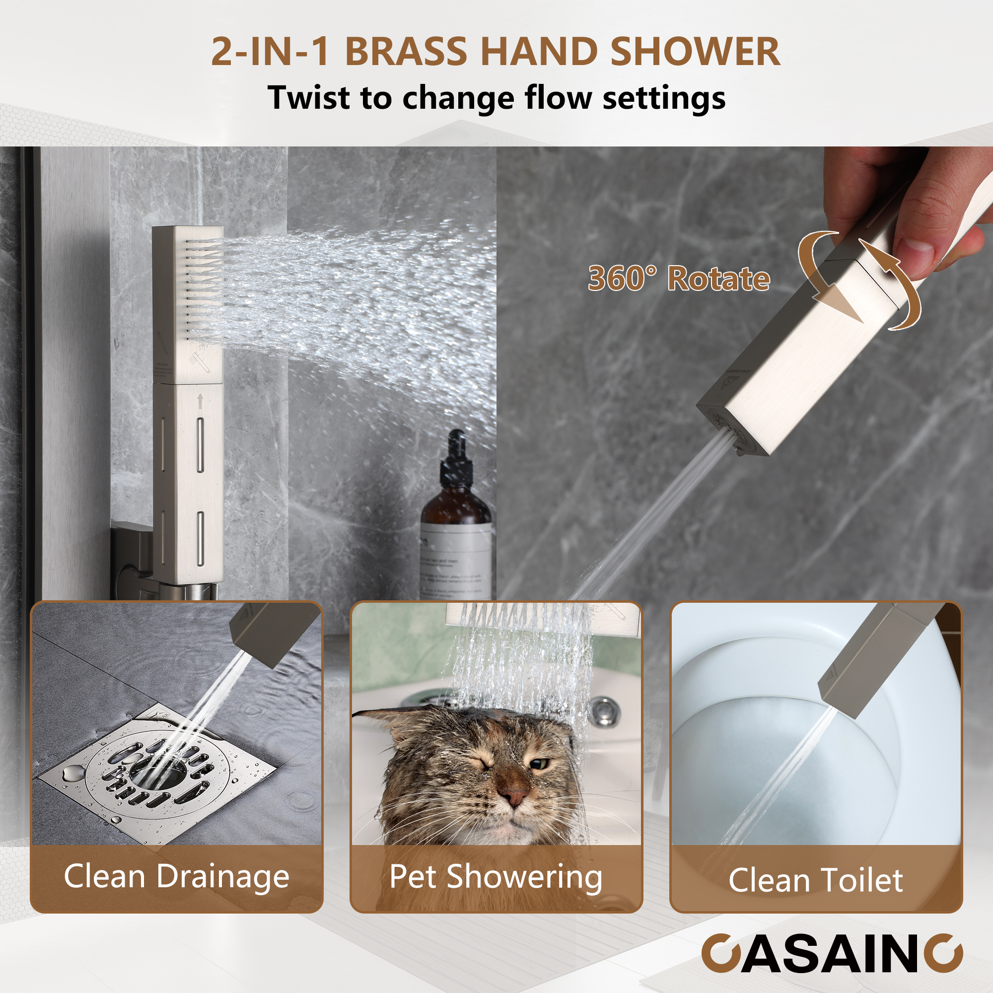 Rectangle Thermostatic Complete Shower System with LED Lights & Slide Bar