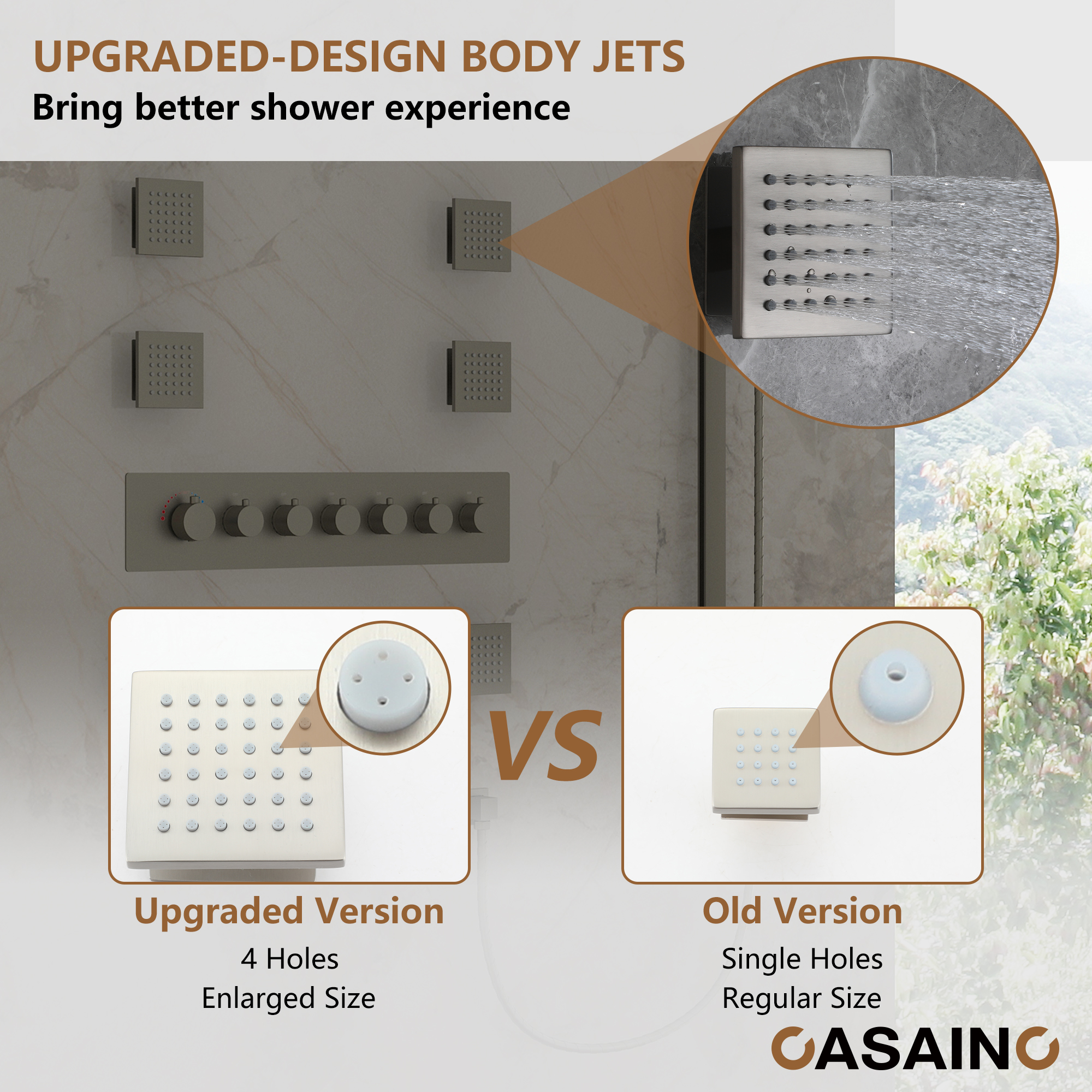 Rectangle Thermostatic Complete Shower System with LED Lights & Slide Bar