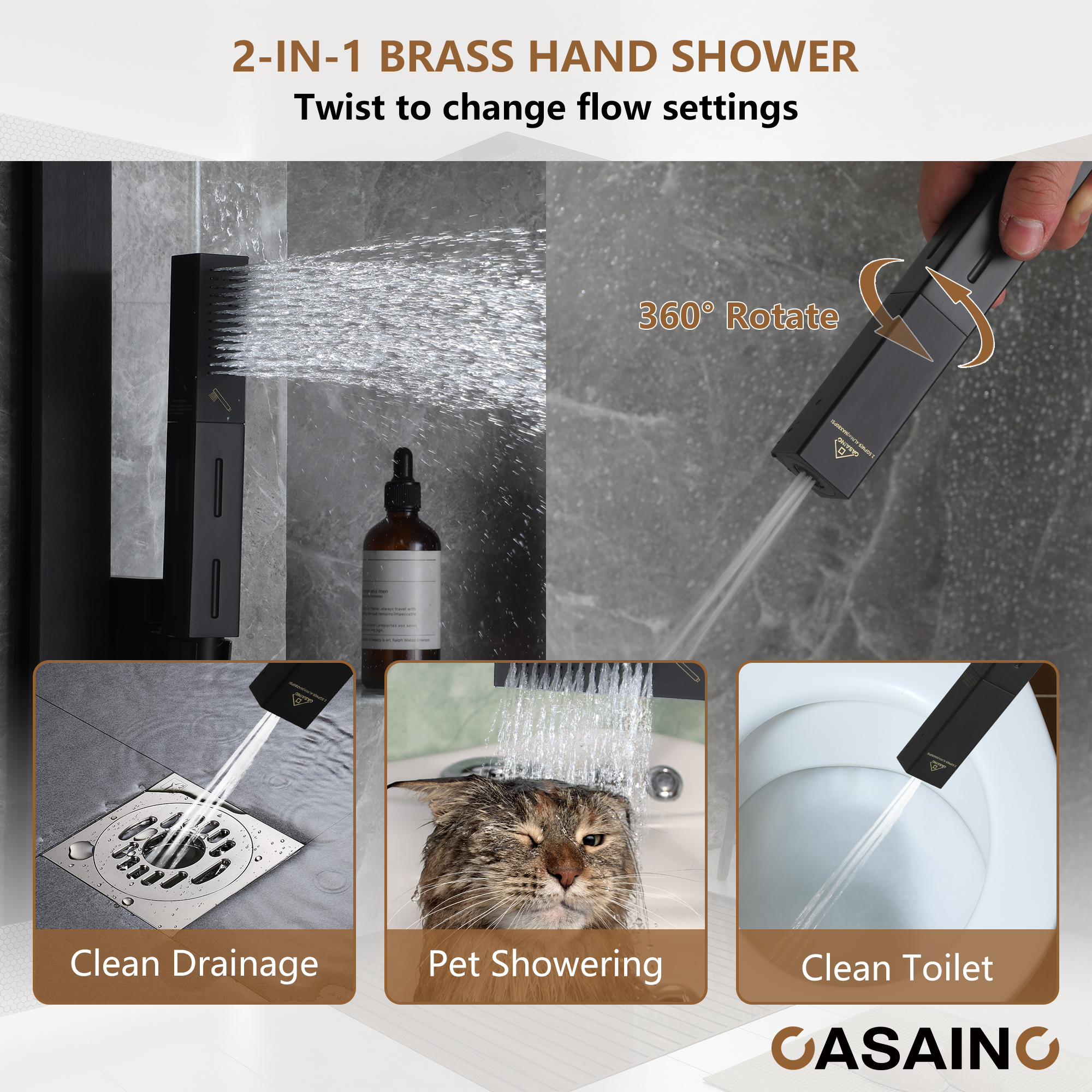 Rectangle Thermostatic Complete Shower System with LED Lights & Slide Bar