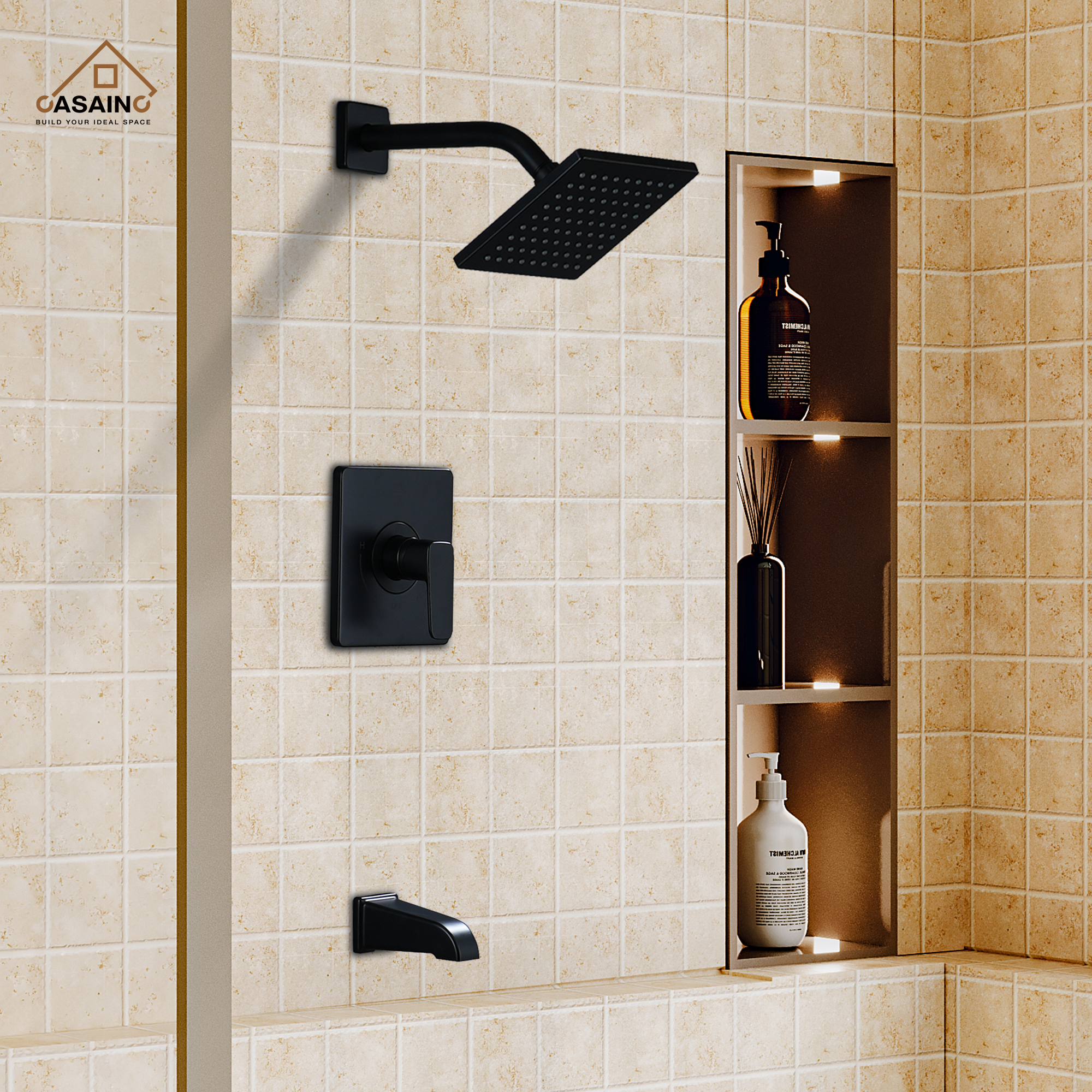 Single Handle 2-Function Tub and Shower Faucet 1.8 GPM in Spot Defense Matte Black