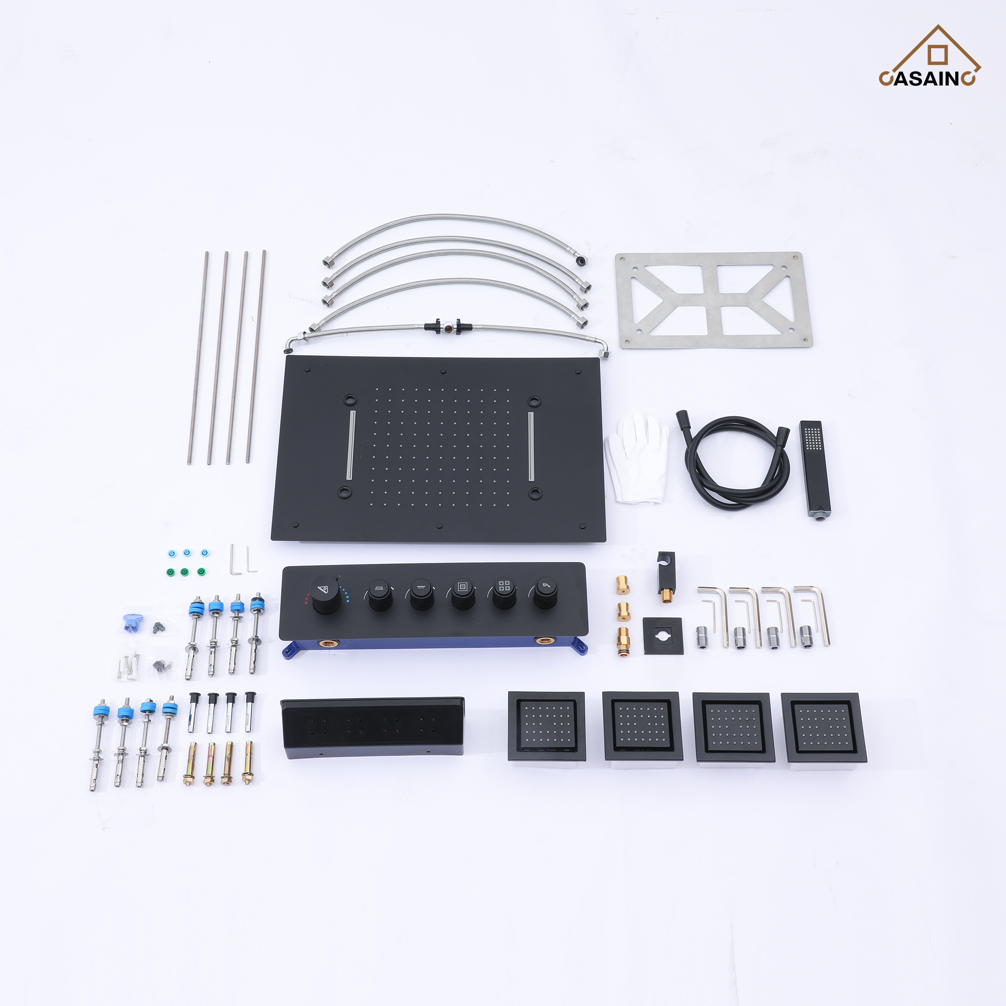 Ceiling-Mounted 5-Function Thermostatic Luxury Shower System with Body Jets