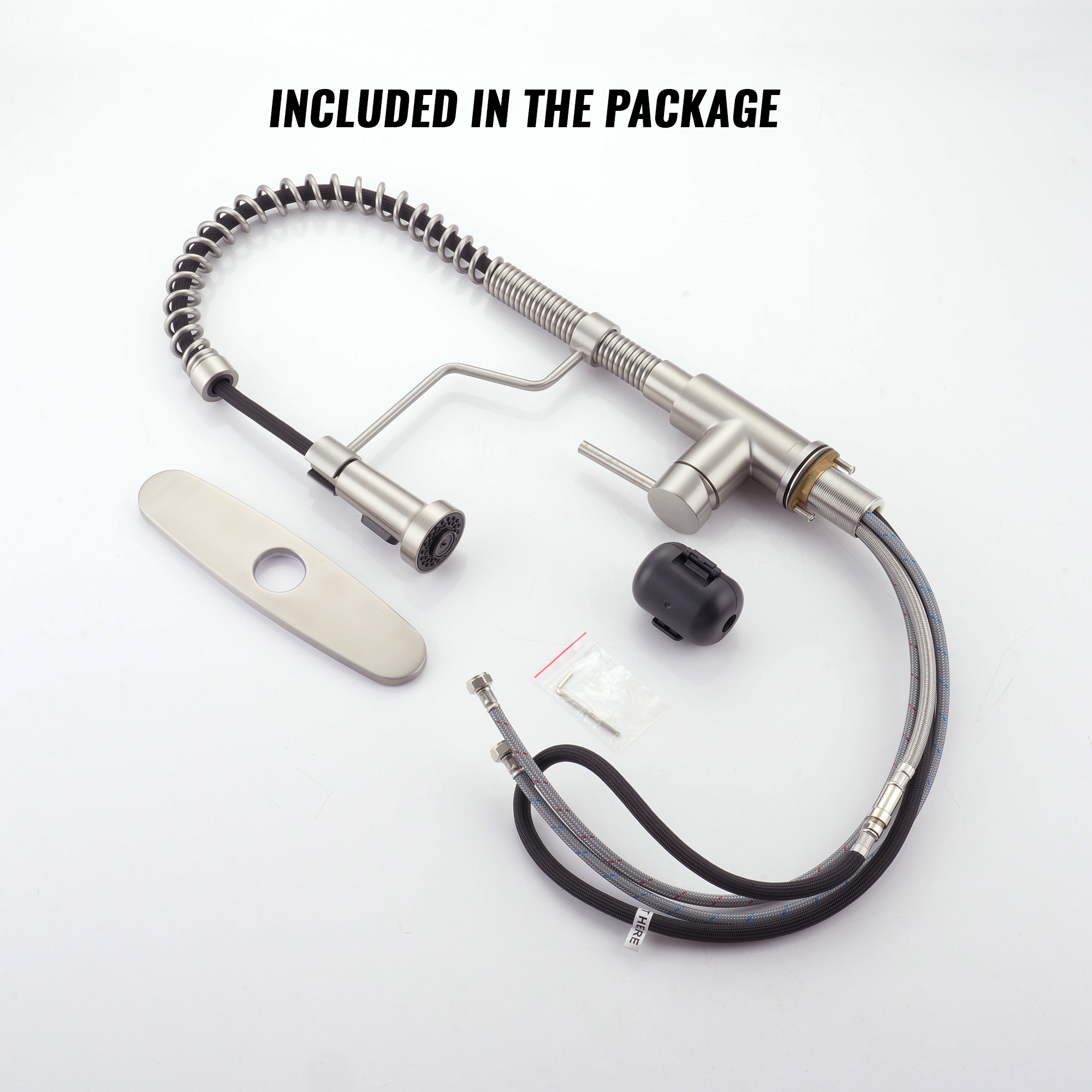 Modern Kitchen Faucet with Pull-Down Sprayer, 360° Swivel, Three Functions