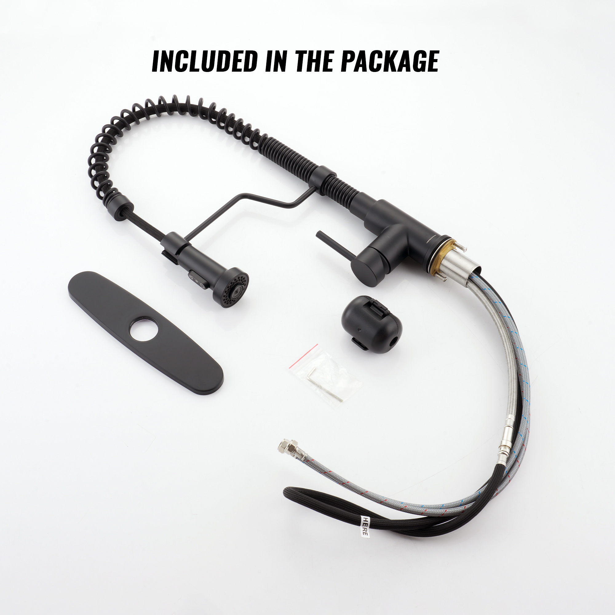 Modern Kitchen Faucet with Pull-Down Sprayer, 360° Swivel, Three Functions