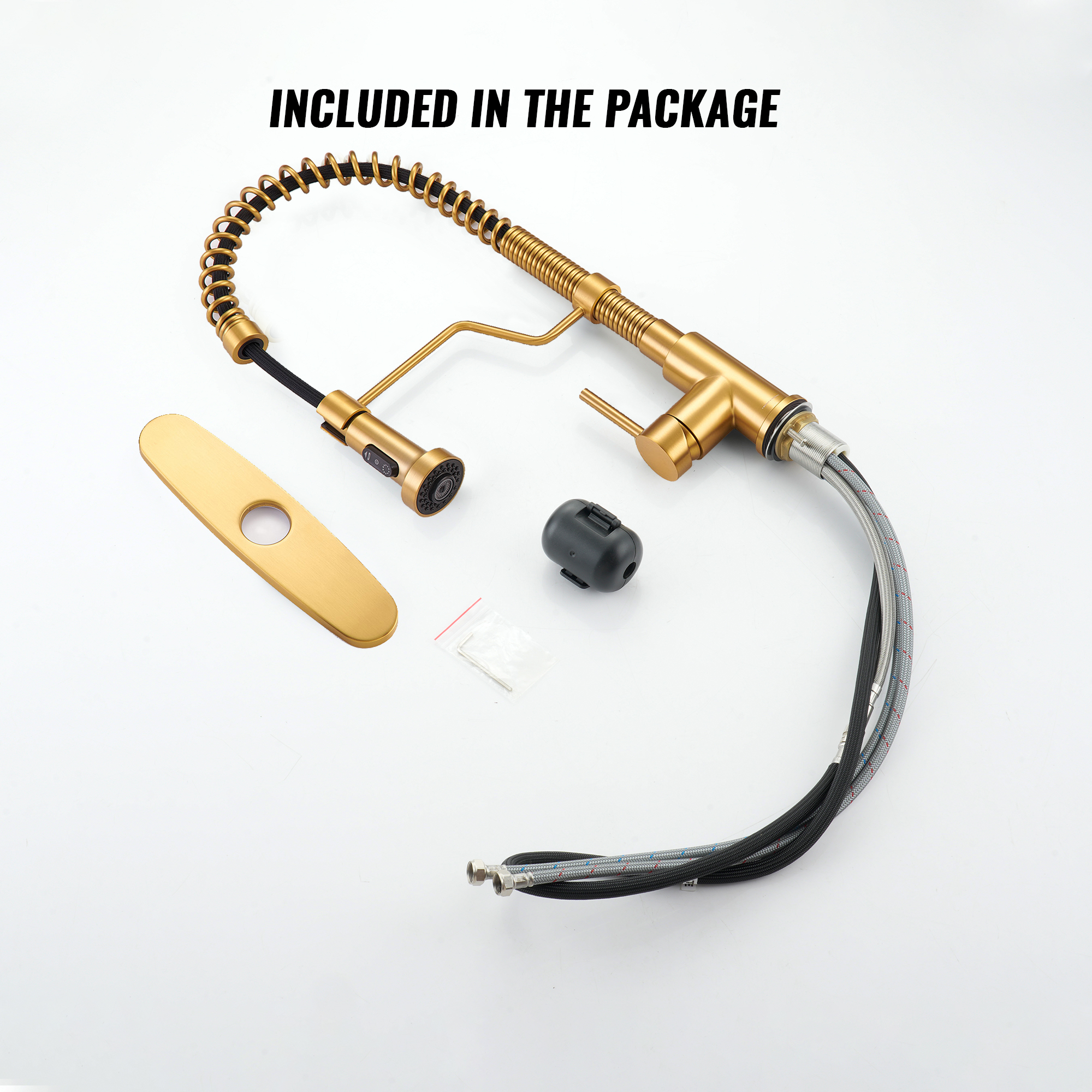 Modern Kitchen Faucet with Pull-Down Sprayer, 360° Swivel, Three Functions