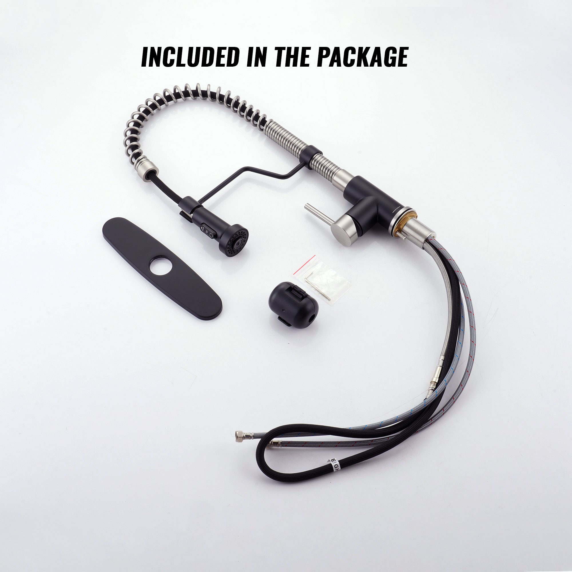 Modern Kitchen Faucet with Pull-Down Sprayer, 360° Swivel, Three Functions