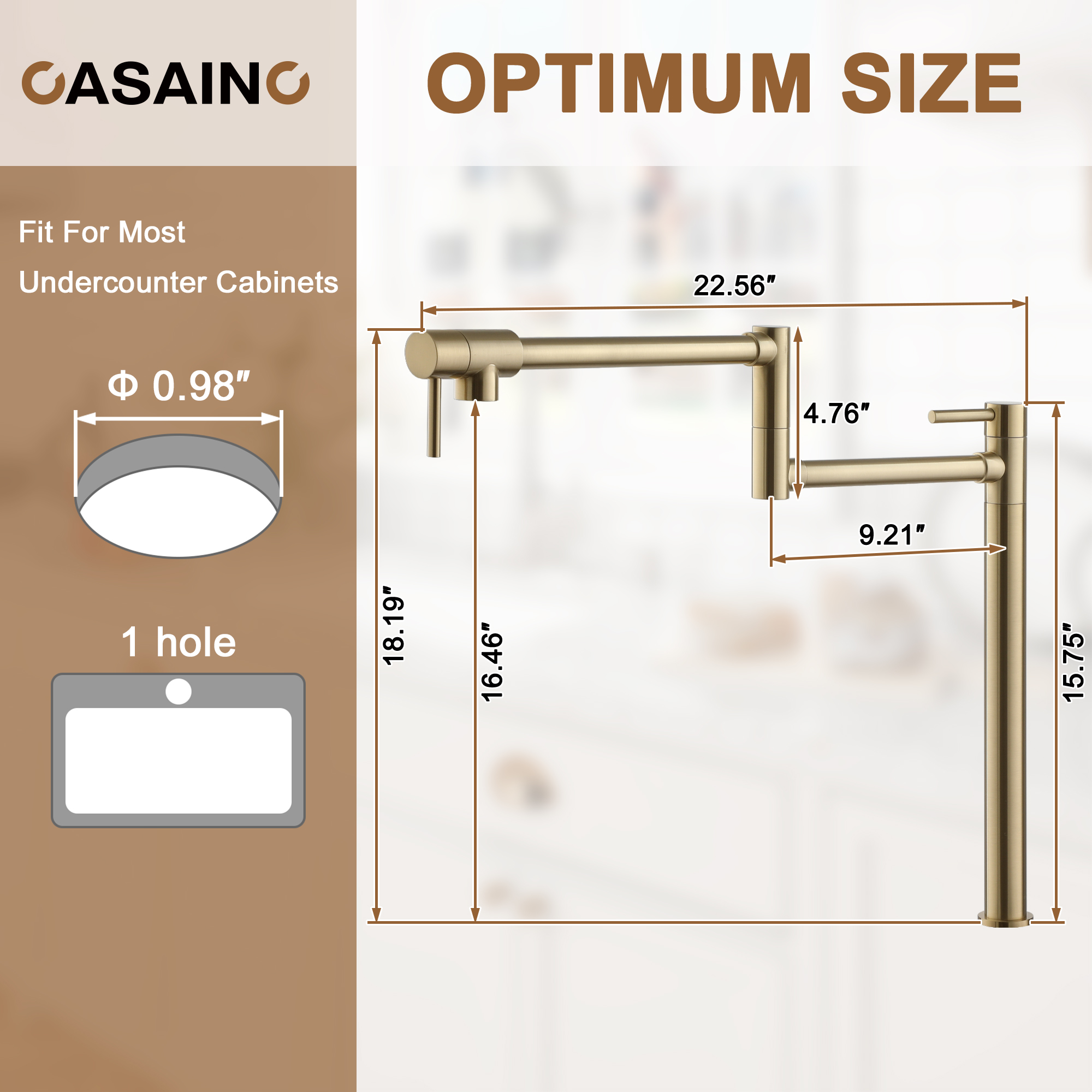 Pot Filler Faucet Deck Mount Stove Faucet Kitchen Dual Handle Folding Faucet with Stretchable Double Joint Swing Arm