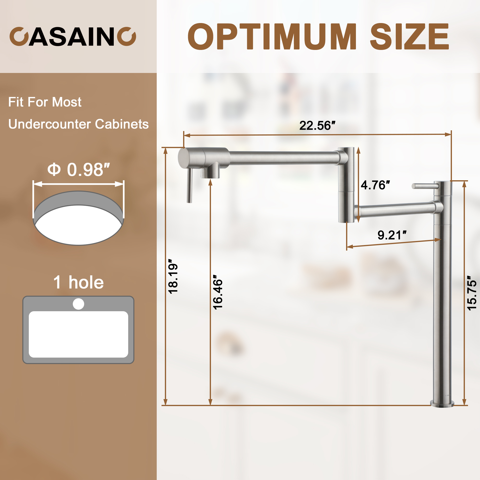 Pot Filler Faucet Deck Mount Stove Faucet Kitchen Dual Handle Folding Faucet with Stretchable Double Joint Swing Arm