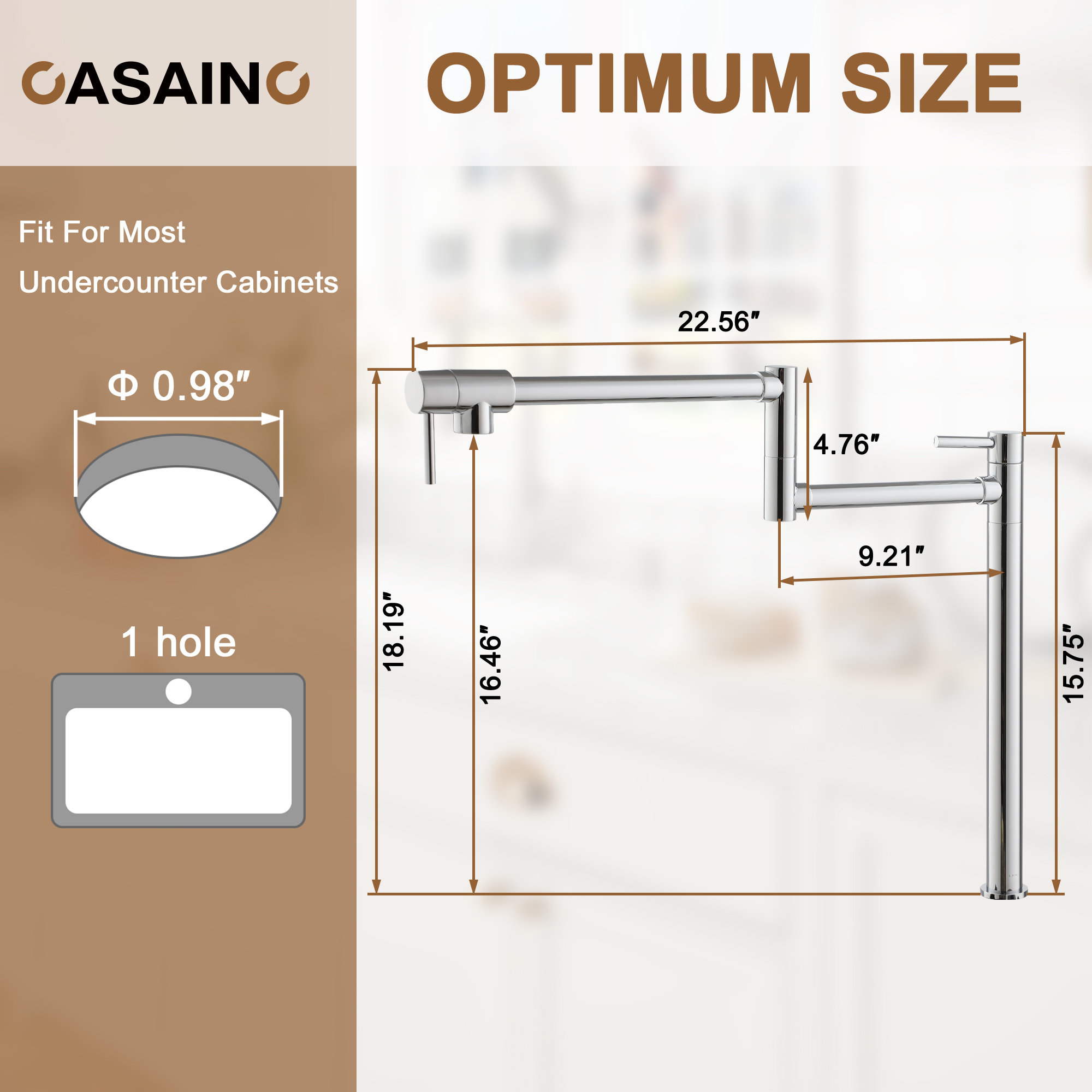Pot Filler Faucet Deck Mount Stove Faucet Kitchen Dual Handle Folding Faucet with Stretchable Double Joint Swing Arm