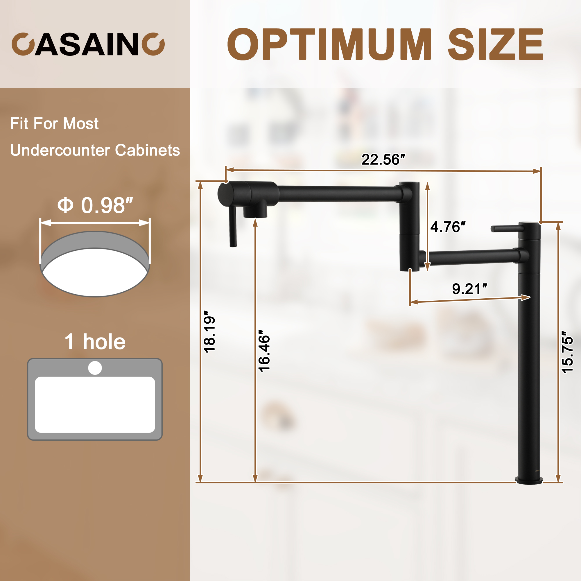 Pot Filler Faucet Deck Mount Stove Faucet Kitchen Dual Handle Folding Faucet with Stretchable Double Joint Swing Arm
