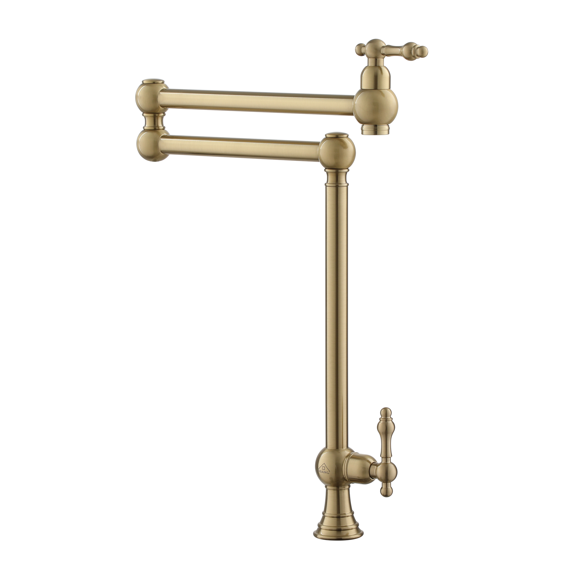 Pot Filler Kitchen Faucet Deck Mount Stove Faucet Dual Handle Folding Faucet with Stretchable Double Joint Swing Arm