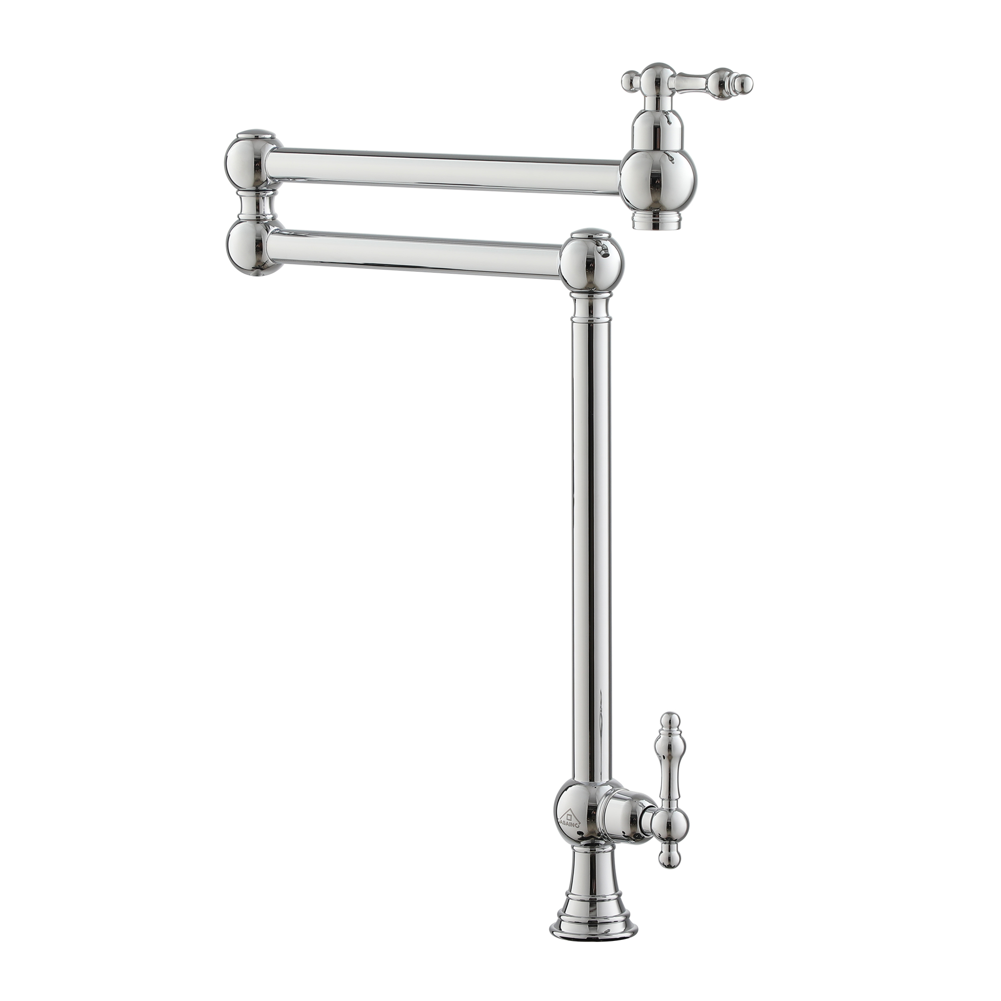 Pot Filler Kitchen Faucet Deck Mount Stove Faucet Dual Handle Folding Faucet with Stretchable Double Joint Swing Arm