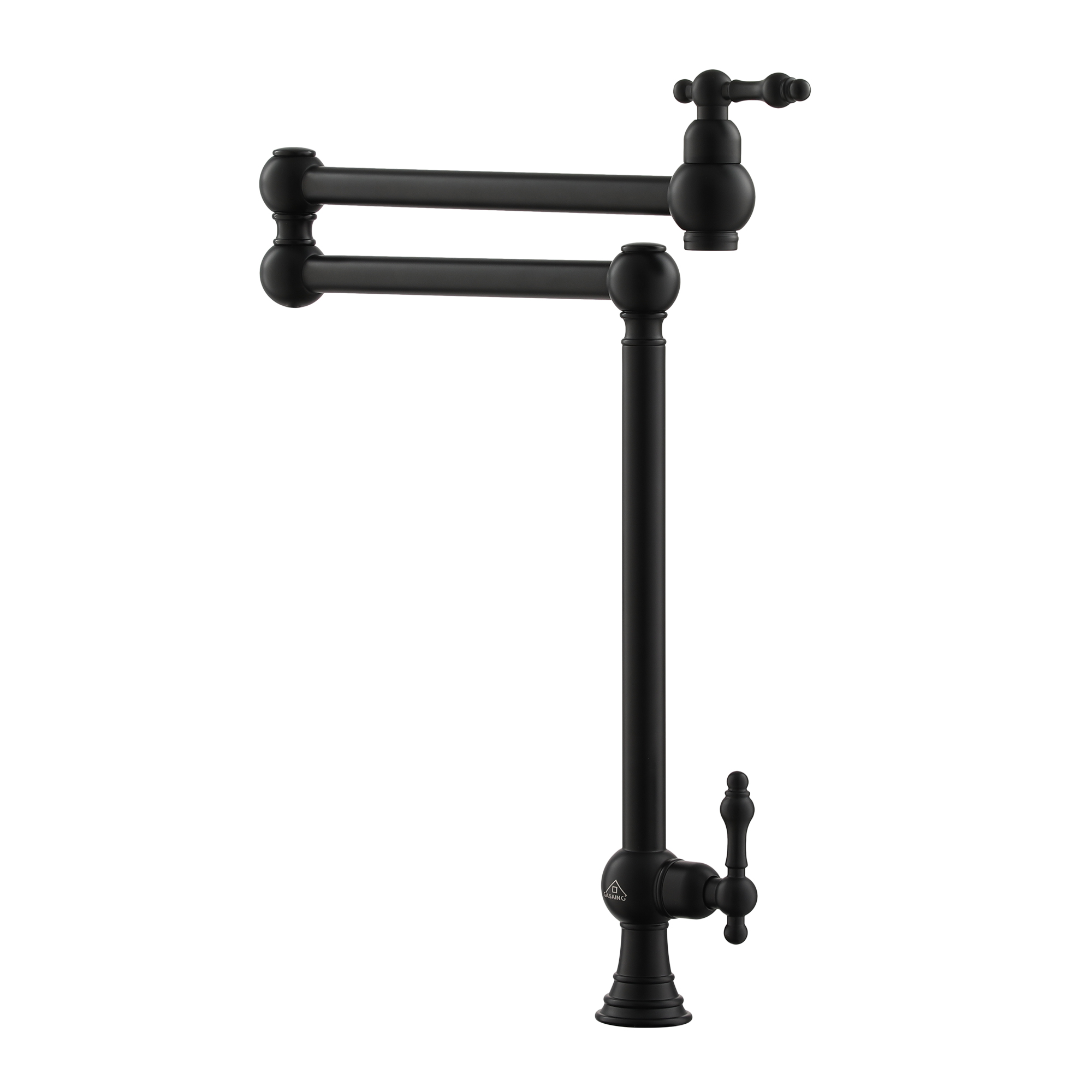 Pot Filler Kitchen Faucet Deck Mount Stove Faucet Dual Handle Folding Faucet with Stretchable Double Joint Swing Arm