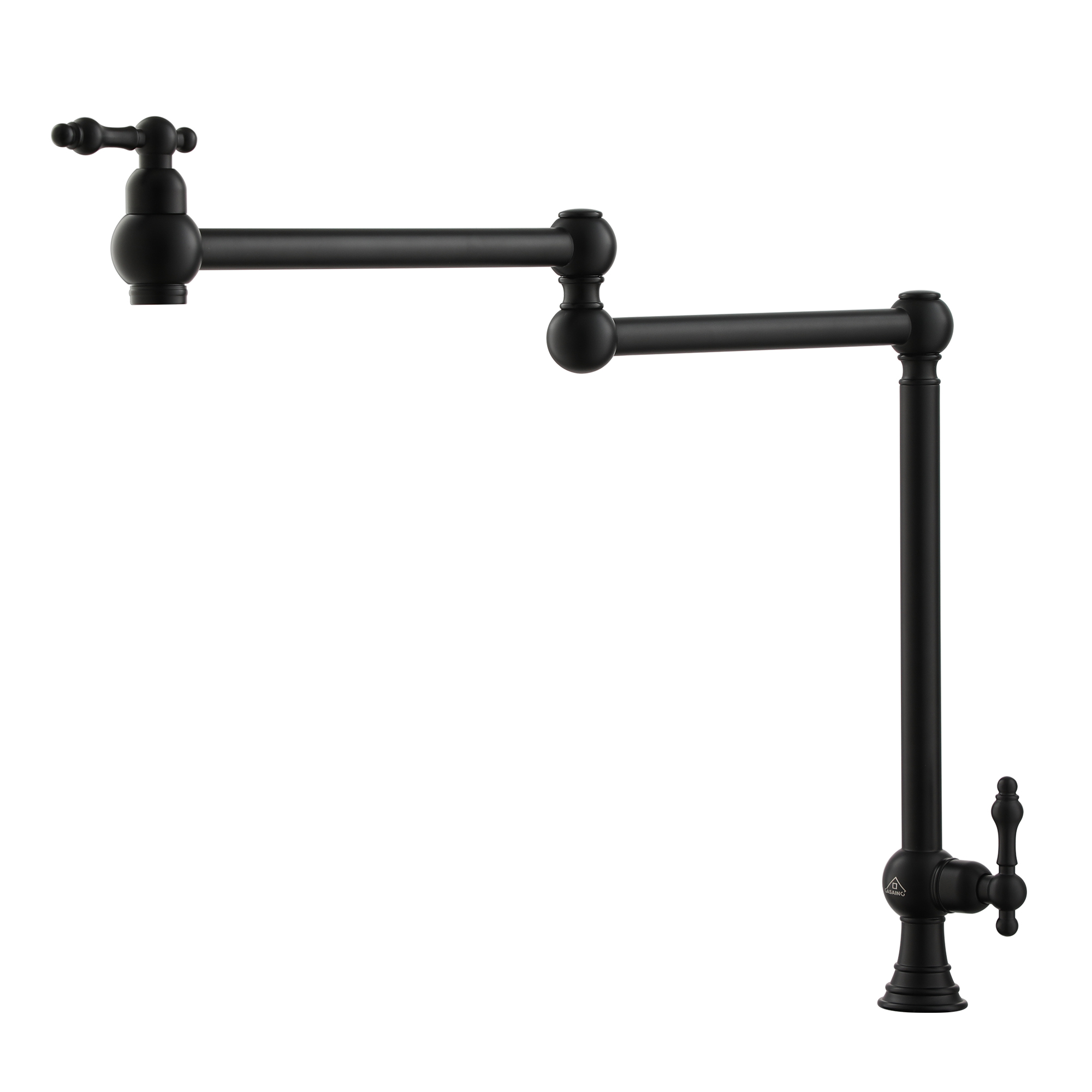 Pot Filler Kitchen Faucet Deck Mount Stove Faucet Dual Handle Folding Faucet with Stretchable Double Joint Swing Arm