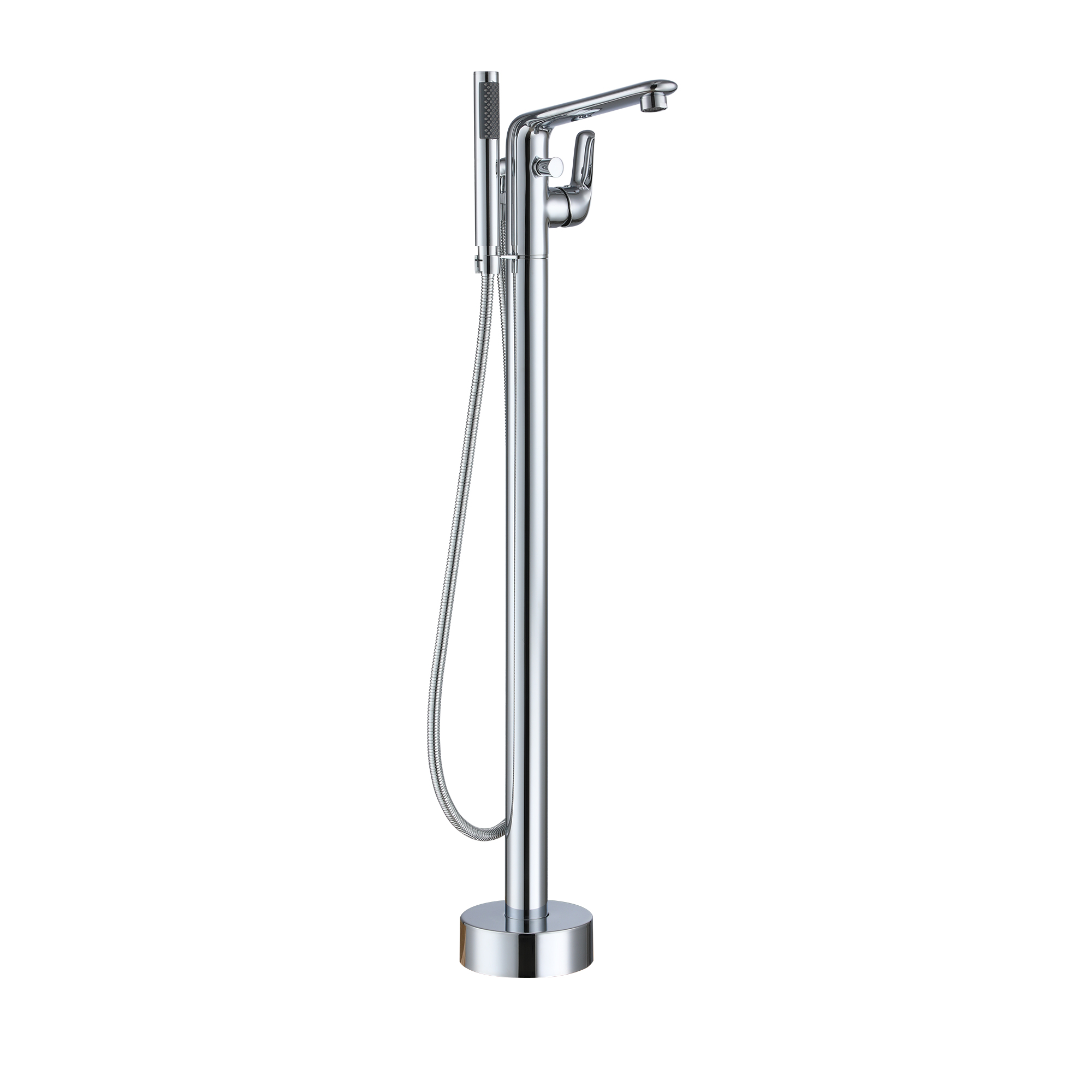 Stand Alone Brass Tub Faucet Waterfall Freestanding Bathtub Filler with Hand Shower