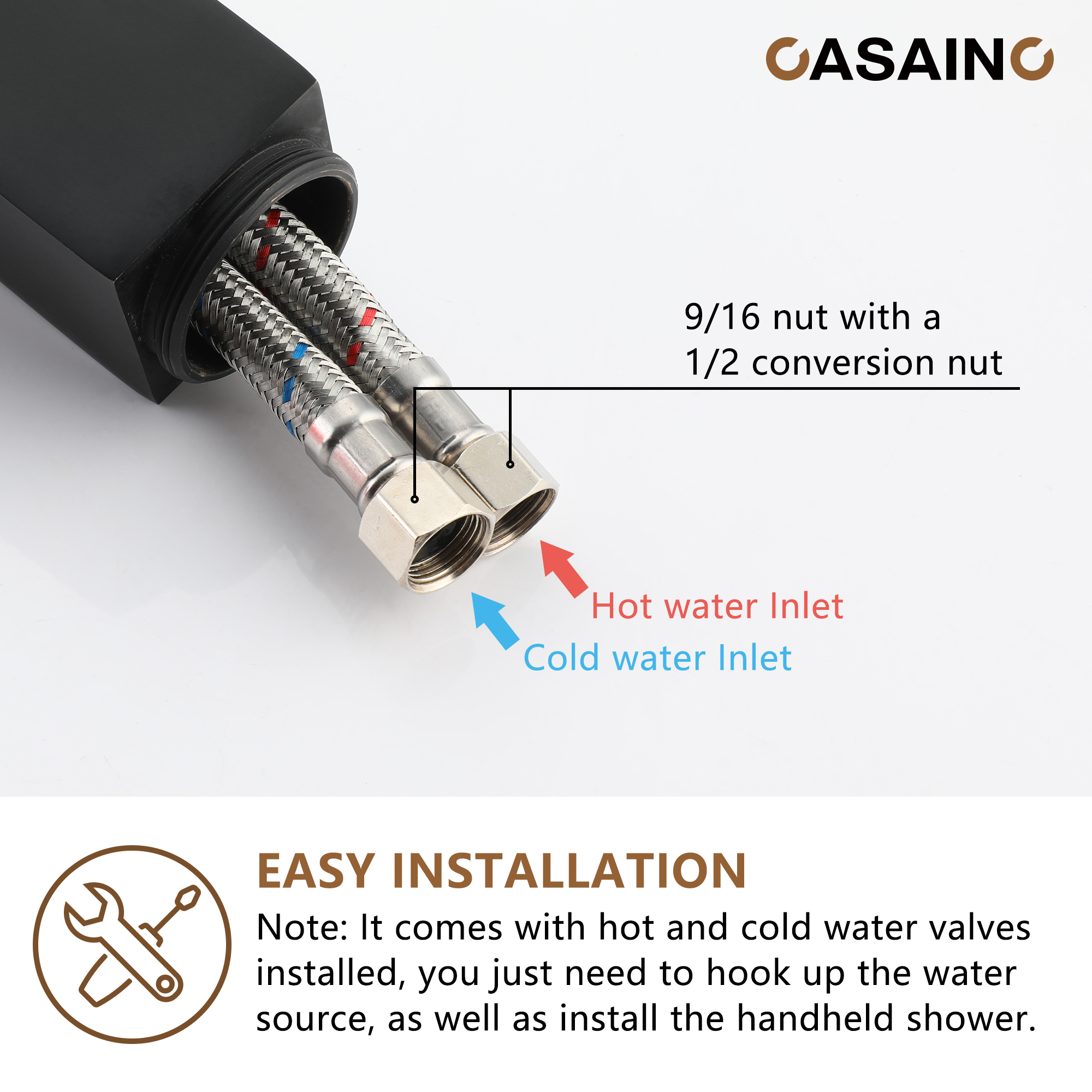 Waterfall Freestanding Bathtub Faucet with Hand Shower in Matte Black, Chrome Plated, Brushed Nickel, Brushed Gold