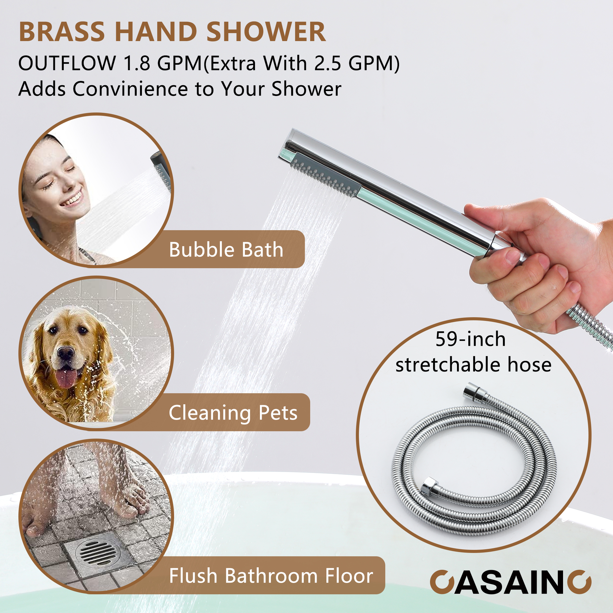 Freestanding Tub Faucet Floor Mounted Tub Filler with 150mm Handheld Hose