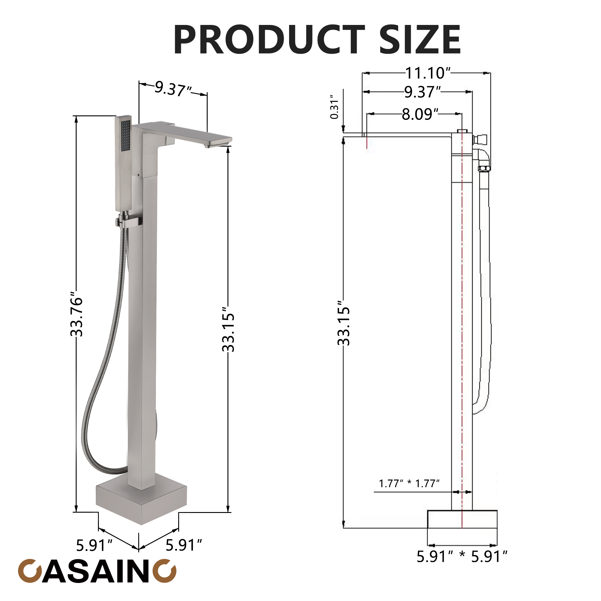 Free Standing Tub Filler Brass Bathtub Faucet with Hand Held Shower