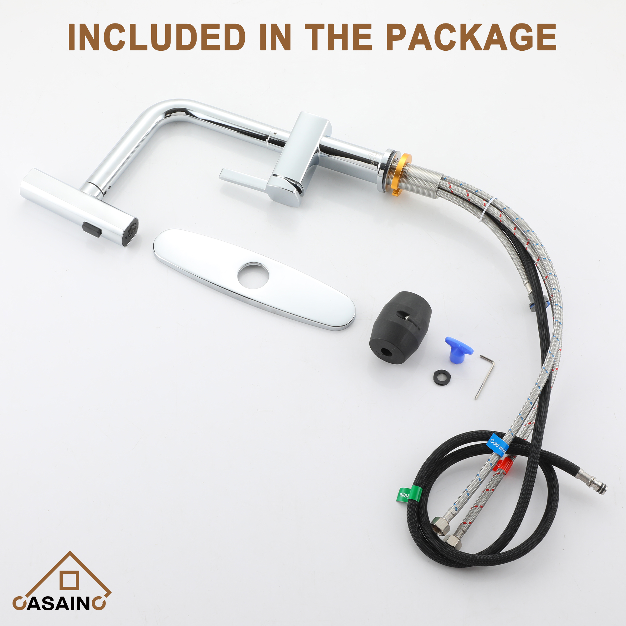 Single Handle Pull-Out Kitchen Faucet with 3 Functions Spray