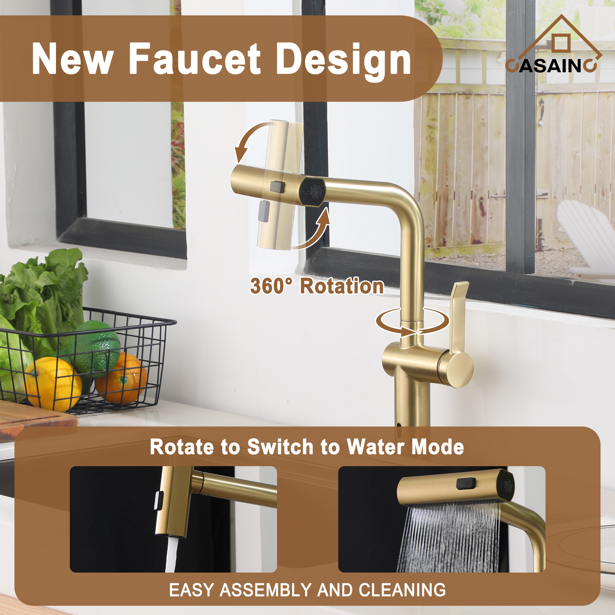 Touchless Single Handle Kitchen Faucet with 3 Functions Spray